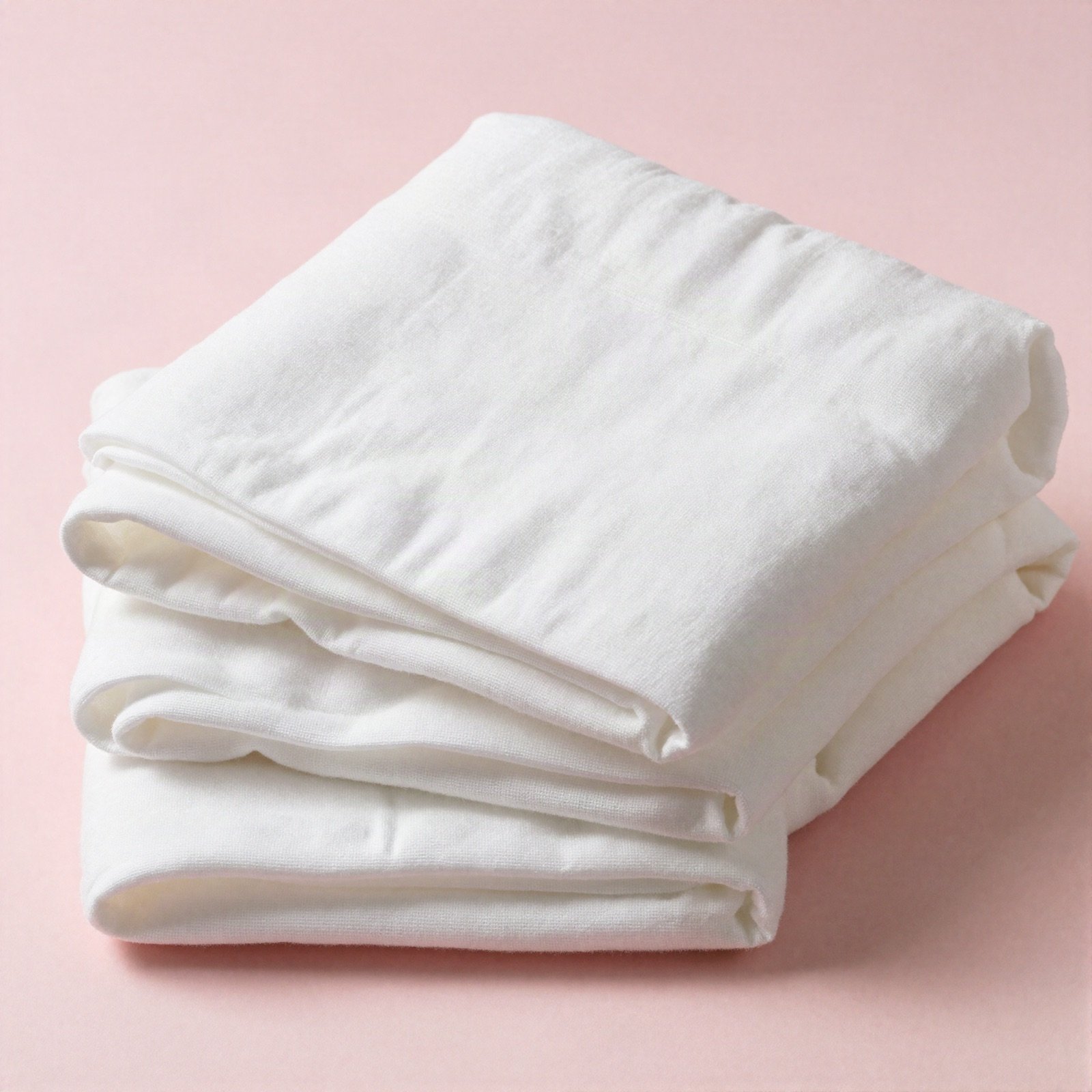 Folded white muslin swaddle wraps