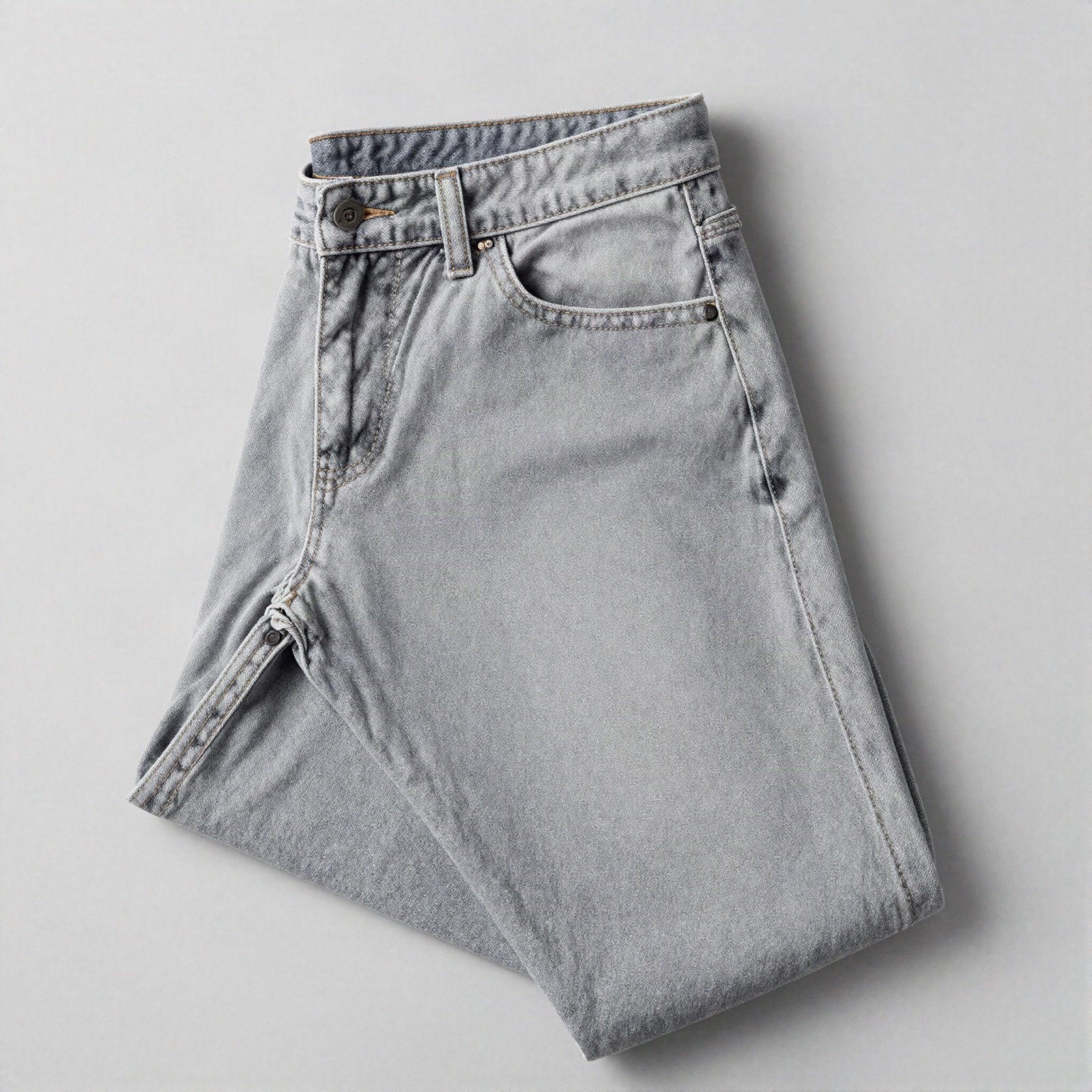 Folded light gray women's jeans