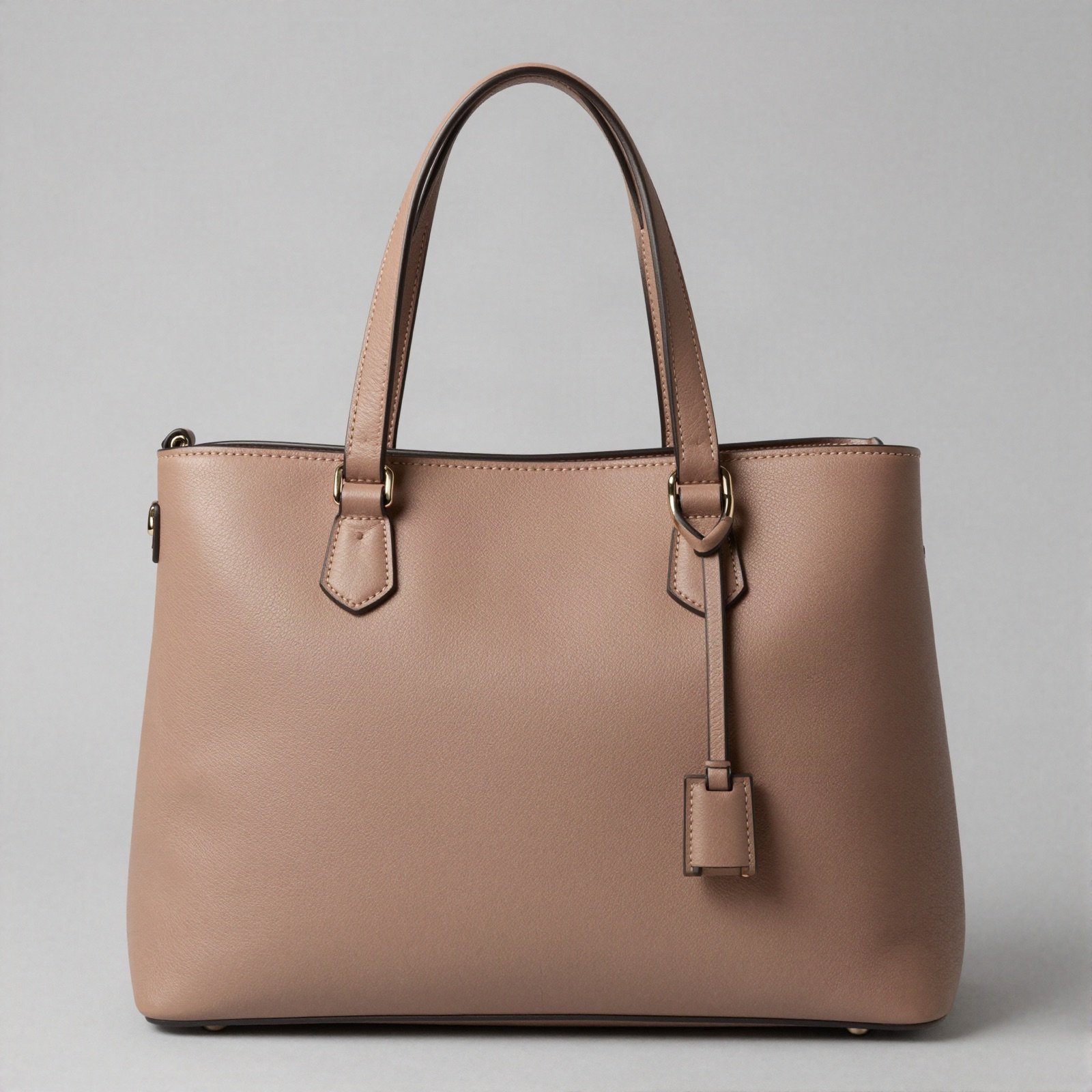 Light brown leather purse with handles