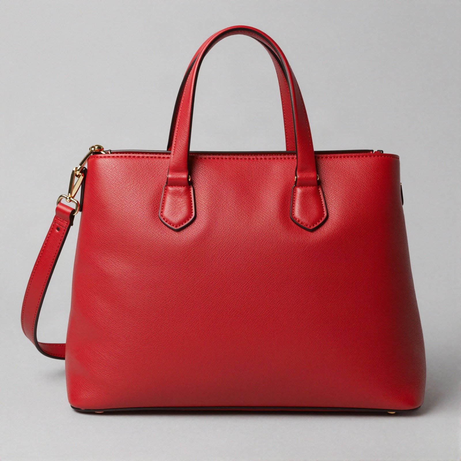 Bright red leather handbag