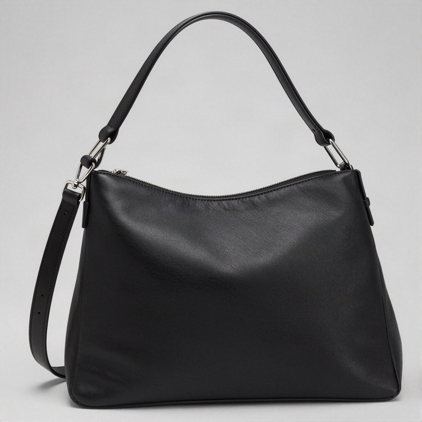 Black leather shoulder handbag