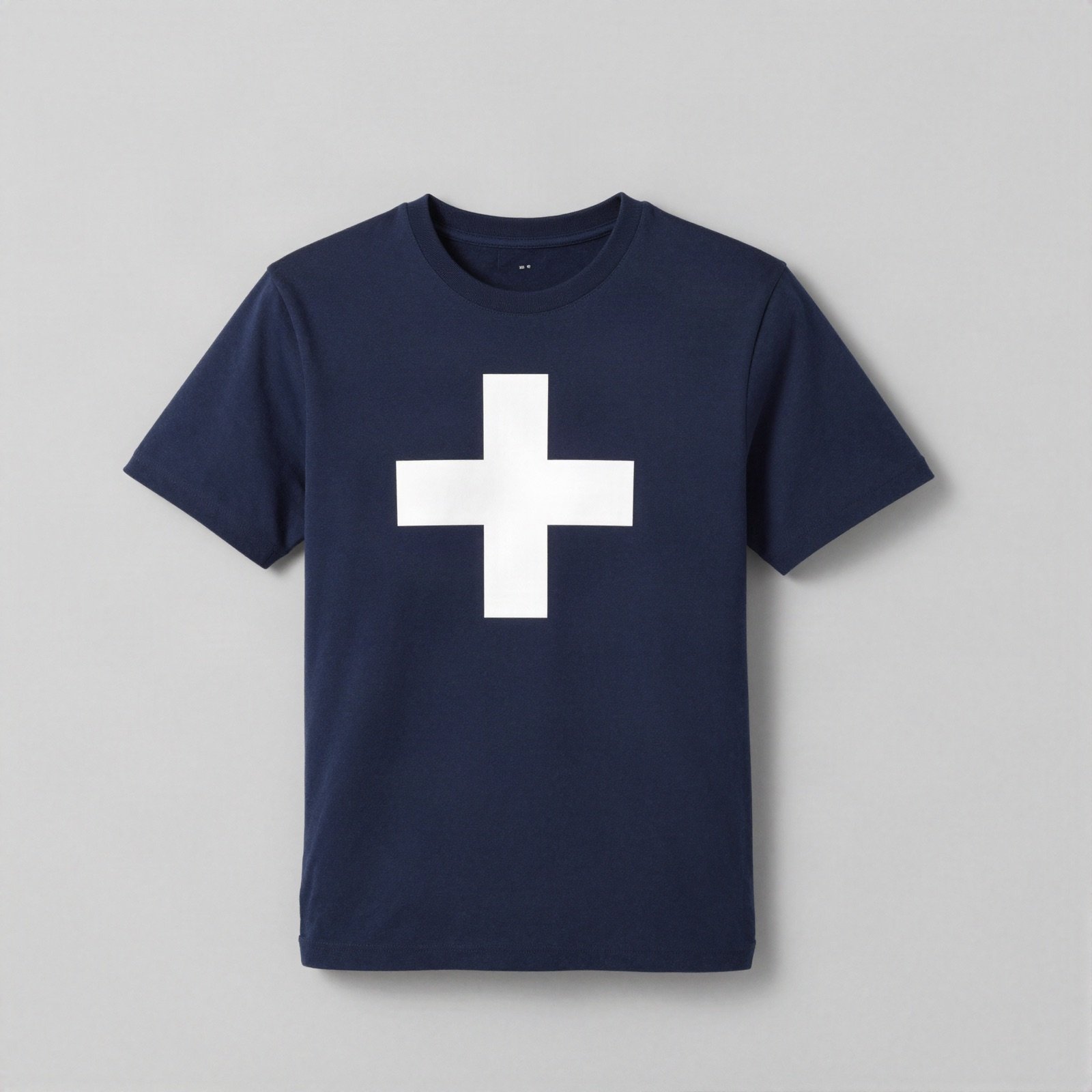 Navy t-shirt with a white cross print