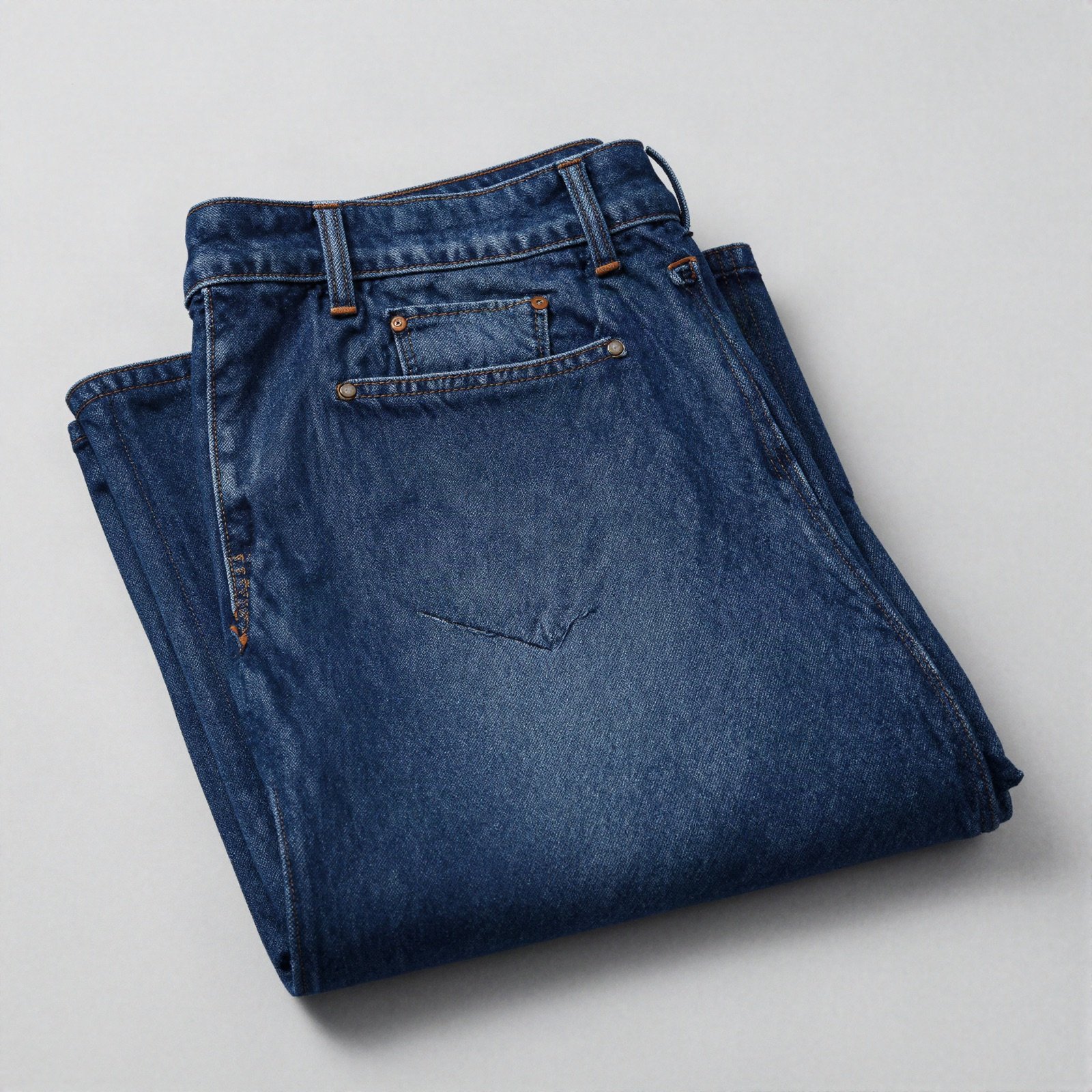 Folded dark blue denim jeans