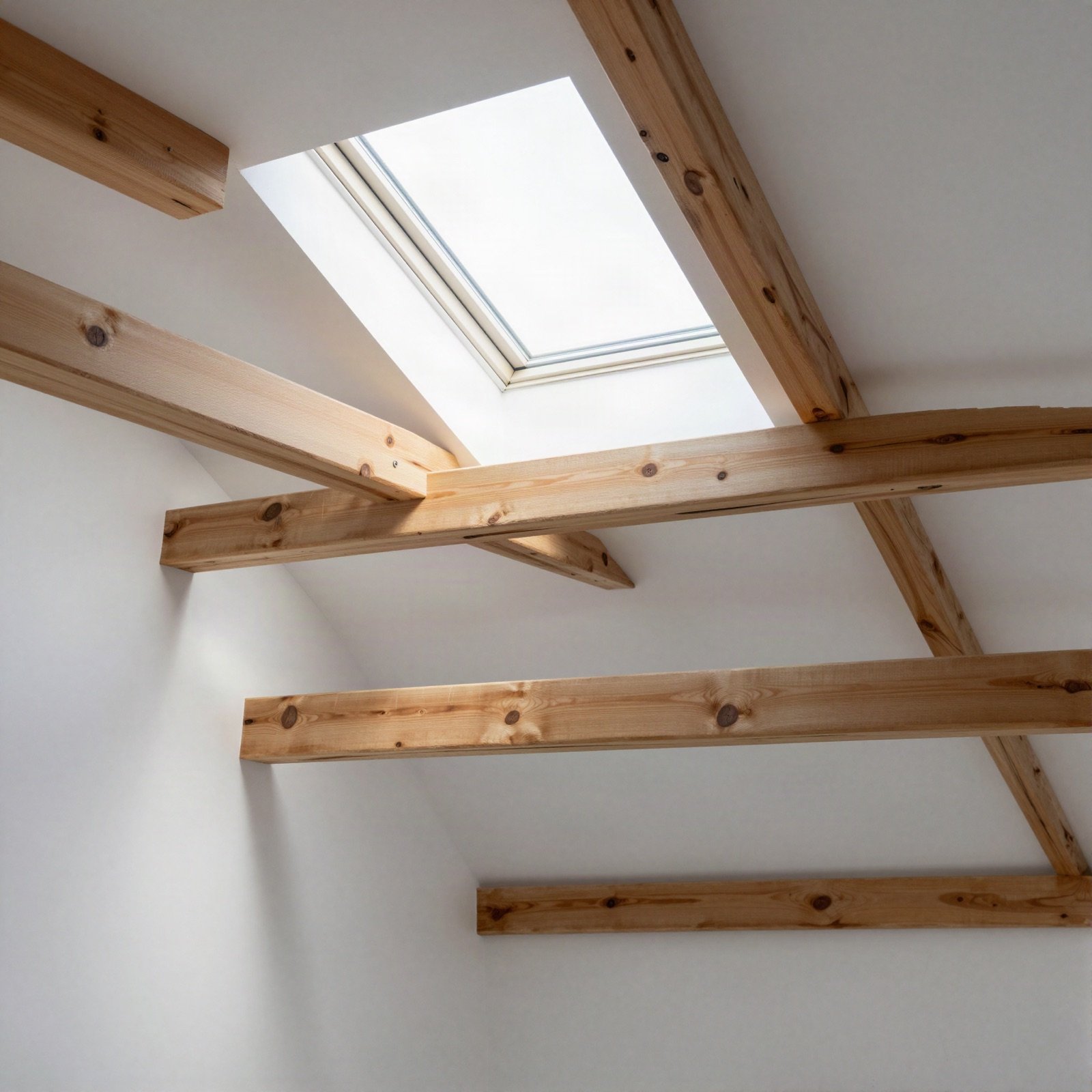 Finished loft conversion with skylight and exposed timber beams