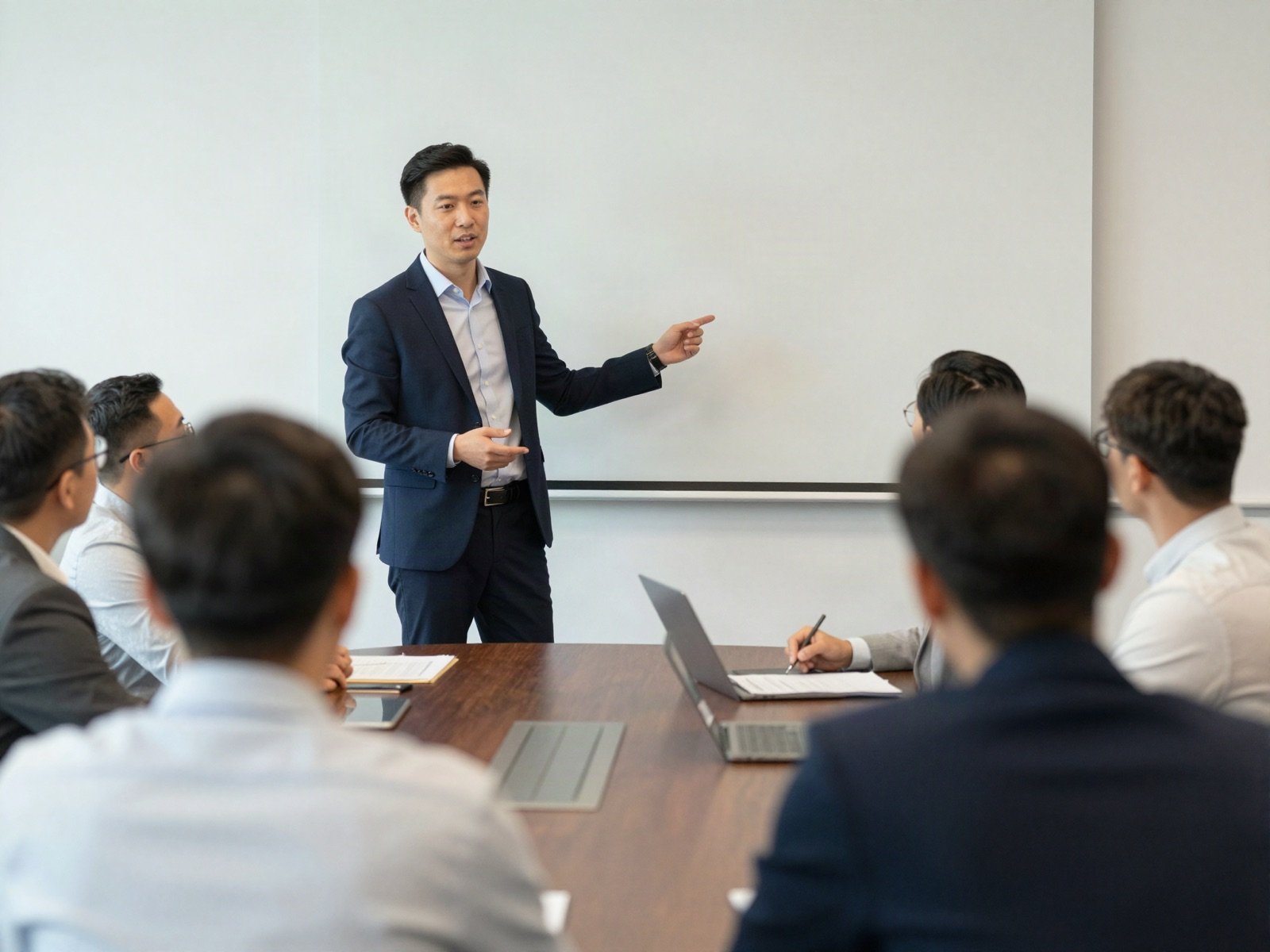 Sales manager presenting a plan to colleagues