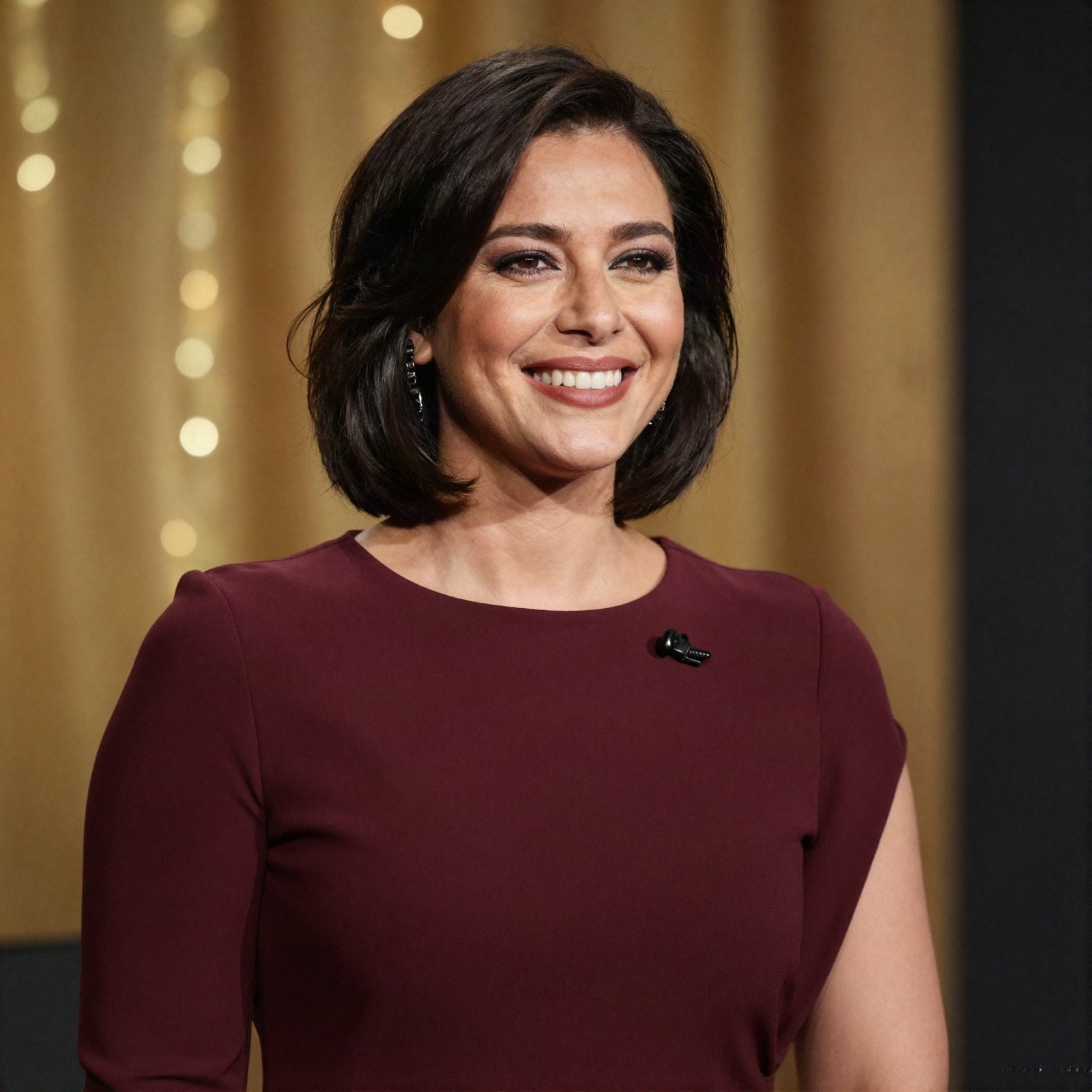 Hala Mansour, guest experience, in a burgundy dress