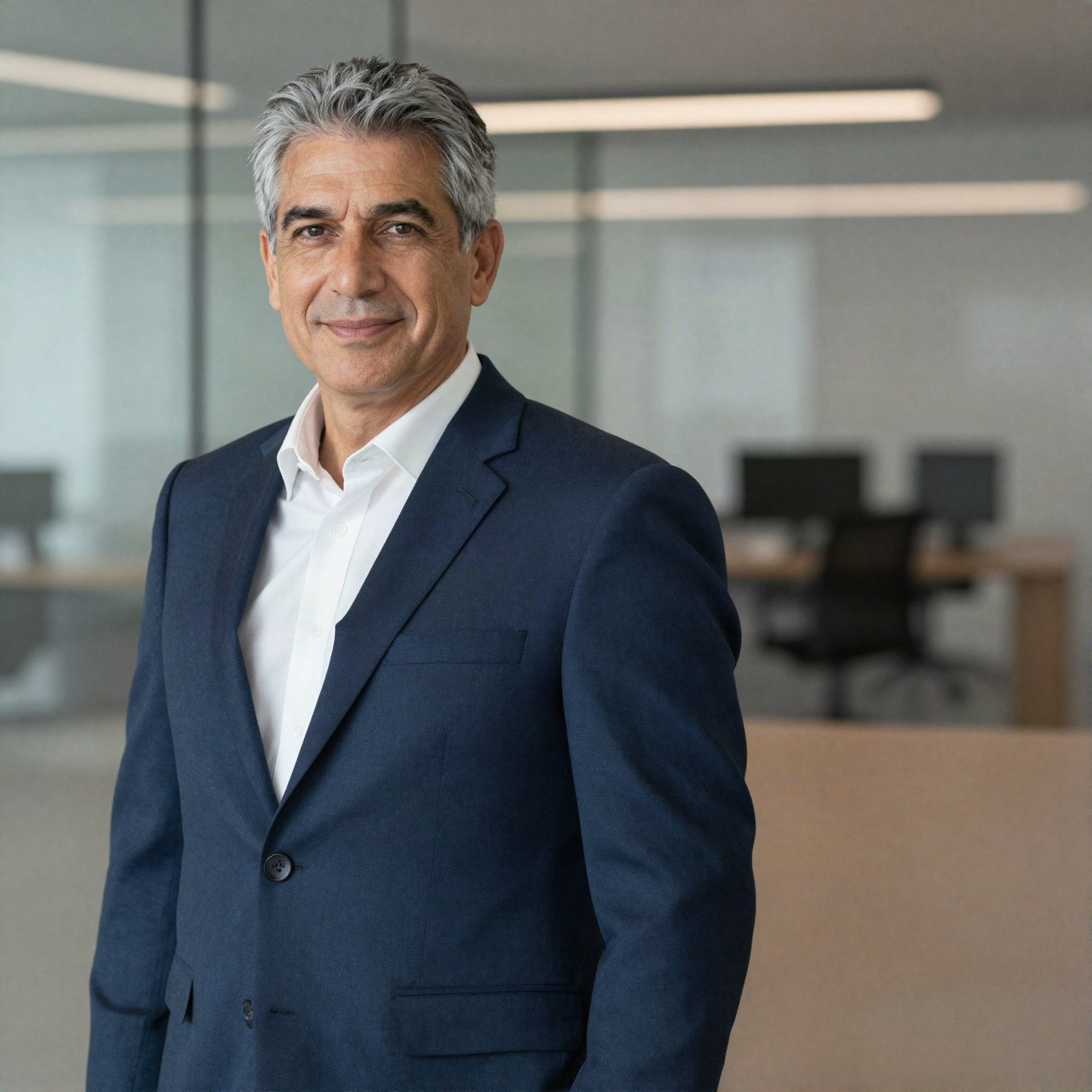 Portrait of Waleed Al Subaie, consultant, in a navy suit