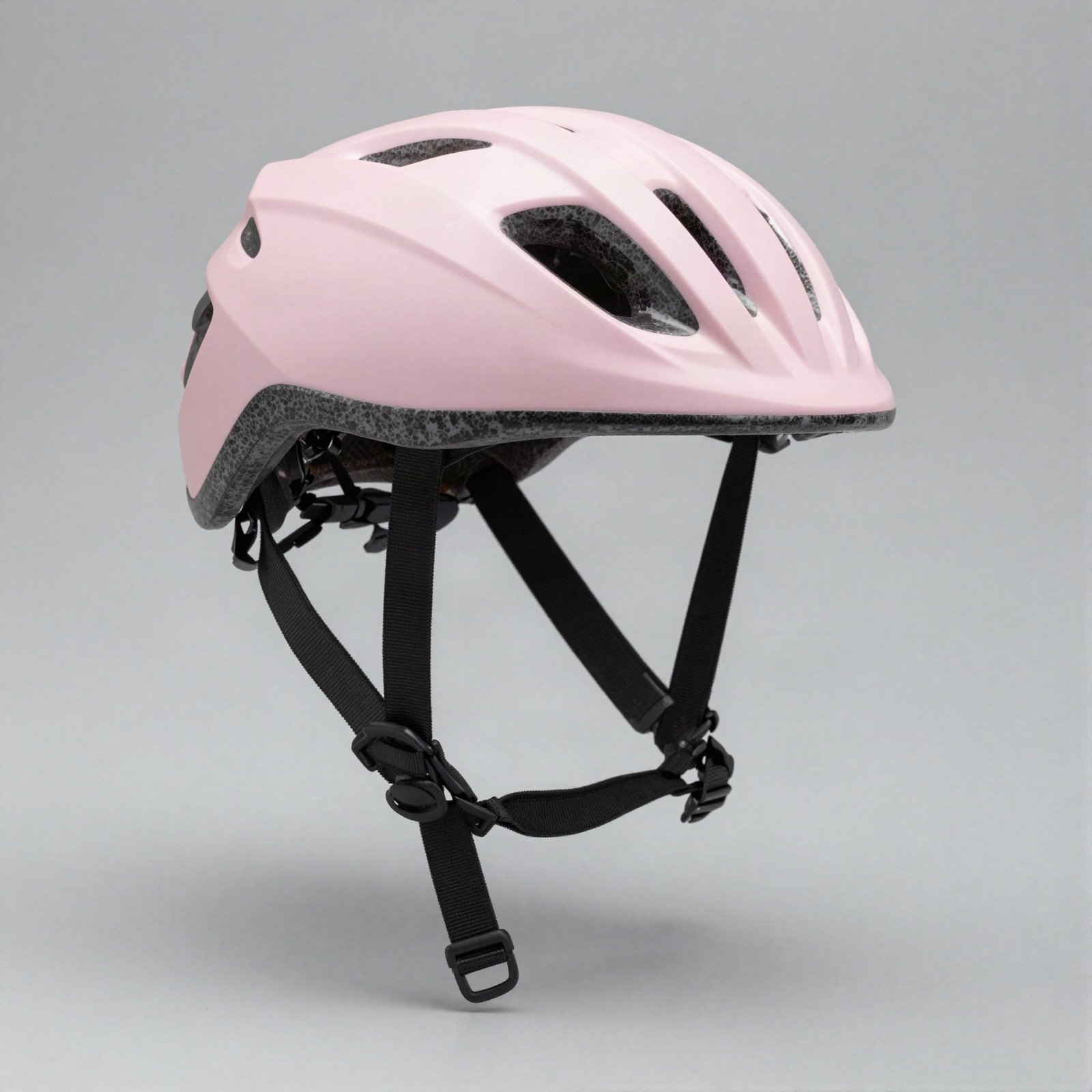 Pastel pink ventilated bicycle helmet
