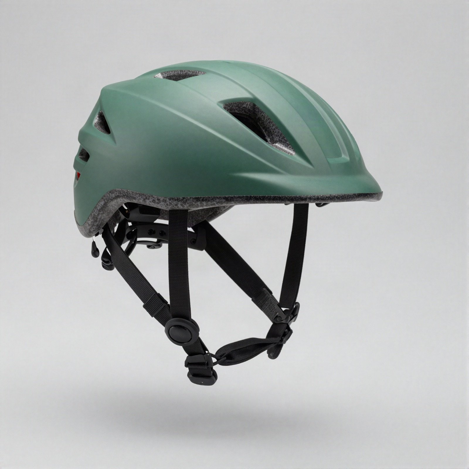 Forest green ventilated bicycle helmet