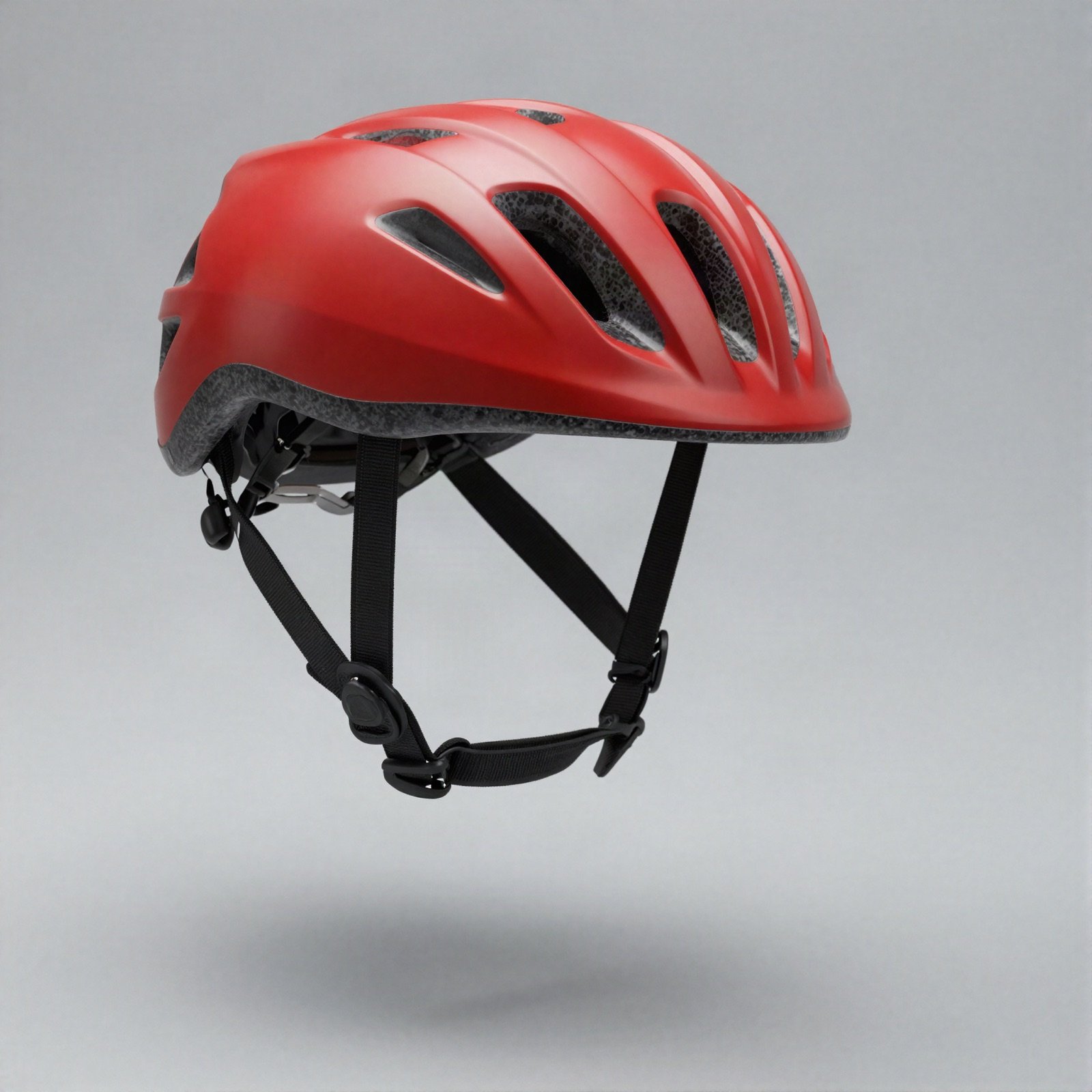 Red ventilated bicycle helmet