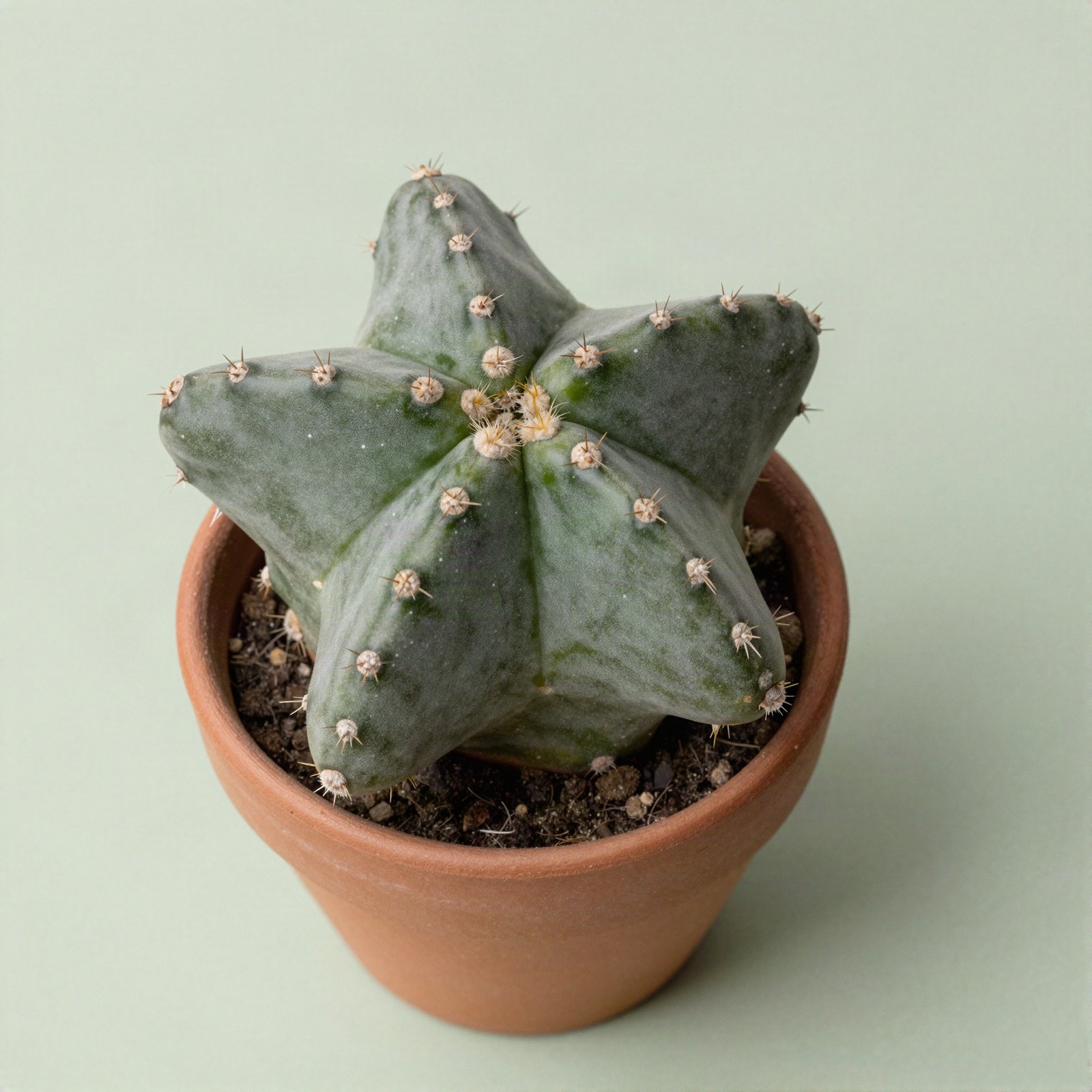 Star-shaped cactus in a small terracotta pot