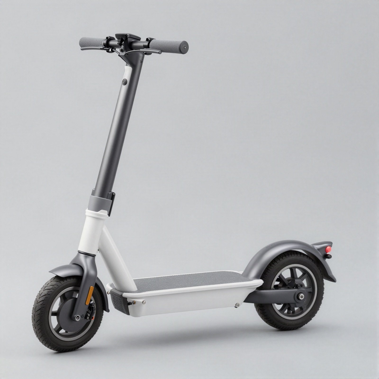 White and grey electric kick scooter with large tyres