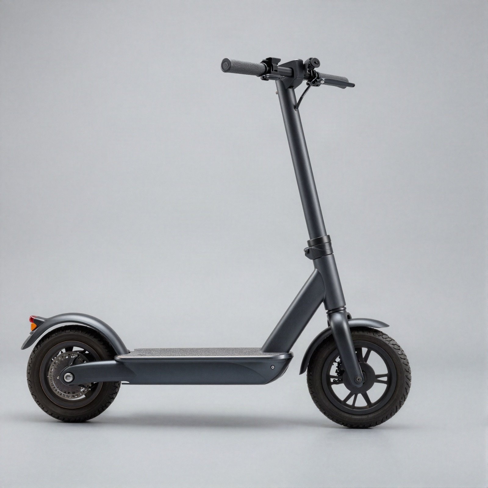 Dark grey electric kick scooter with black mudguards