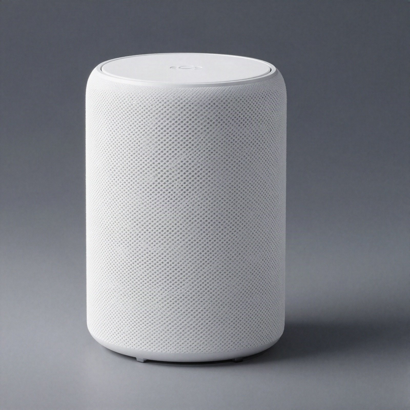 Tall white fabric smart home speaker