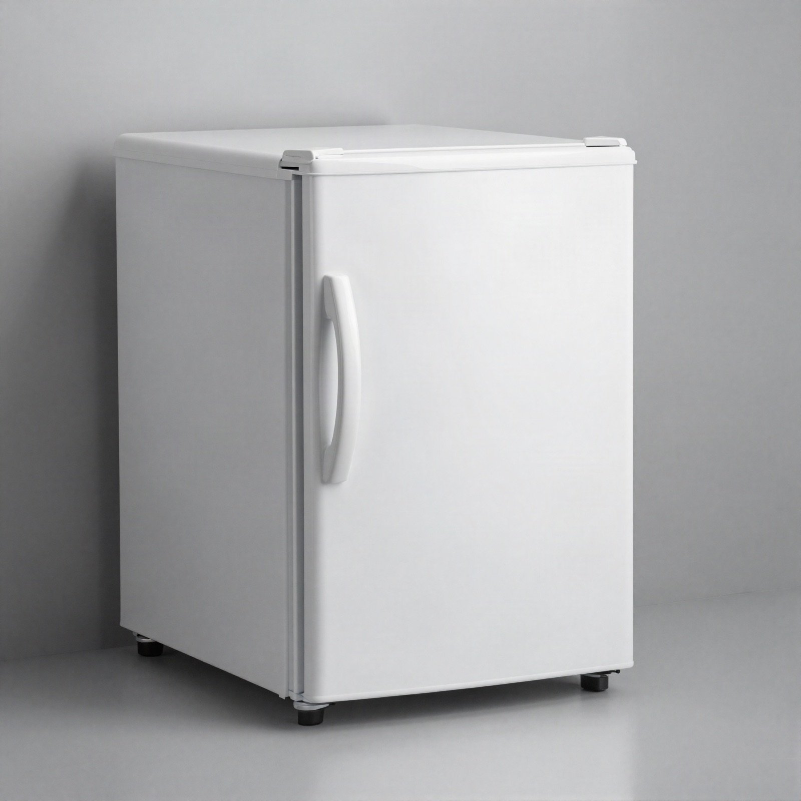 Compact white single-door mini fridge