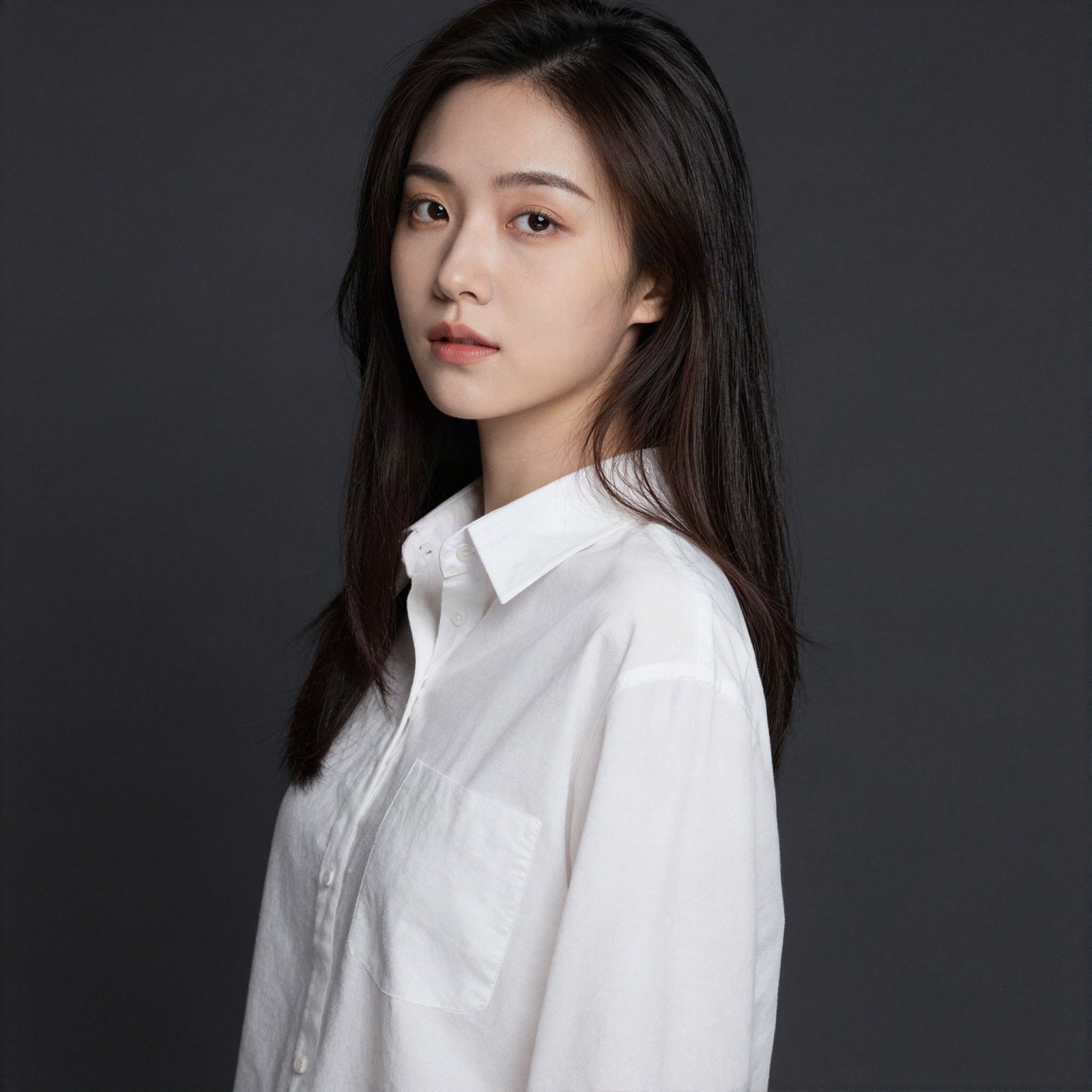 New face with long dark hair in a white shirt