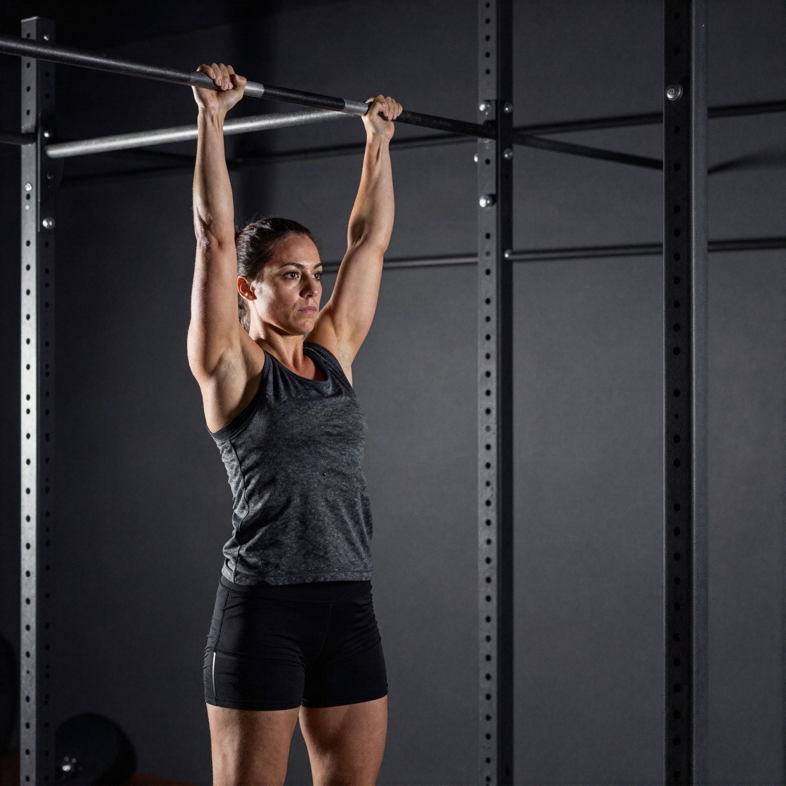 Woman doing pull-ups on a bar