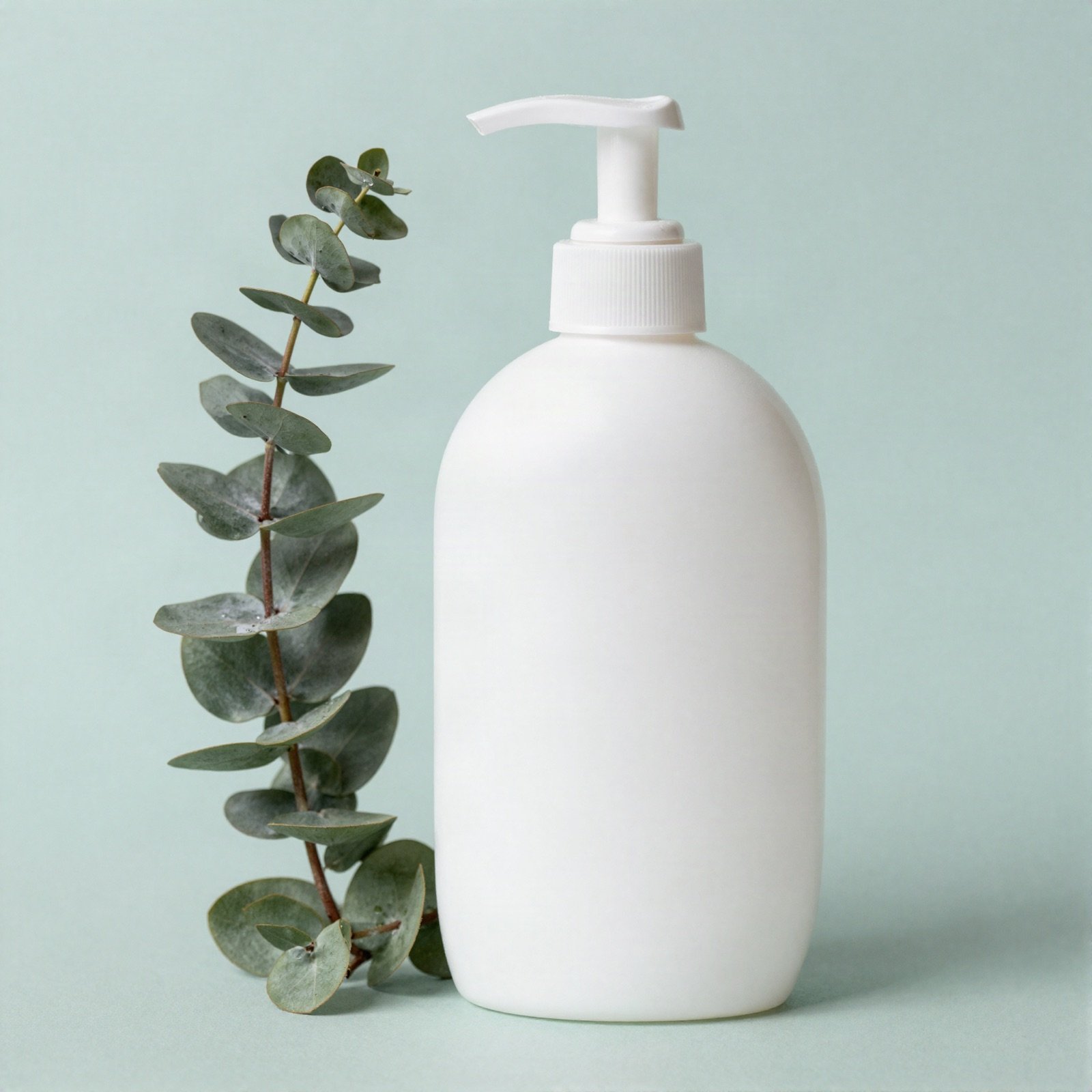 Hand sanitiser pump bottle with eucalyptus