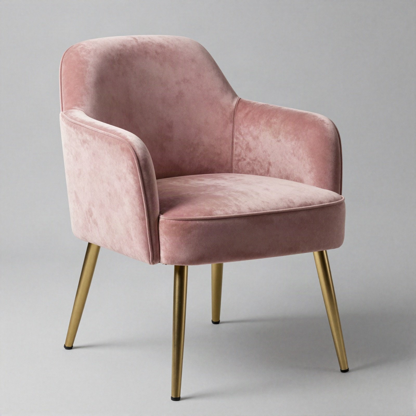 Dusty pink velvet accent chair on brass legs