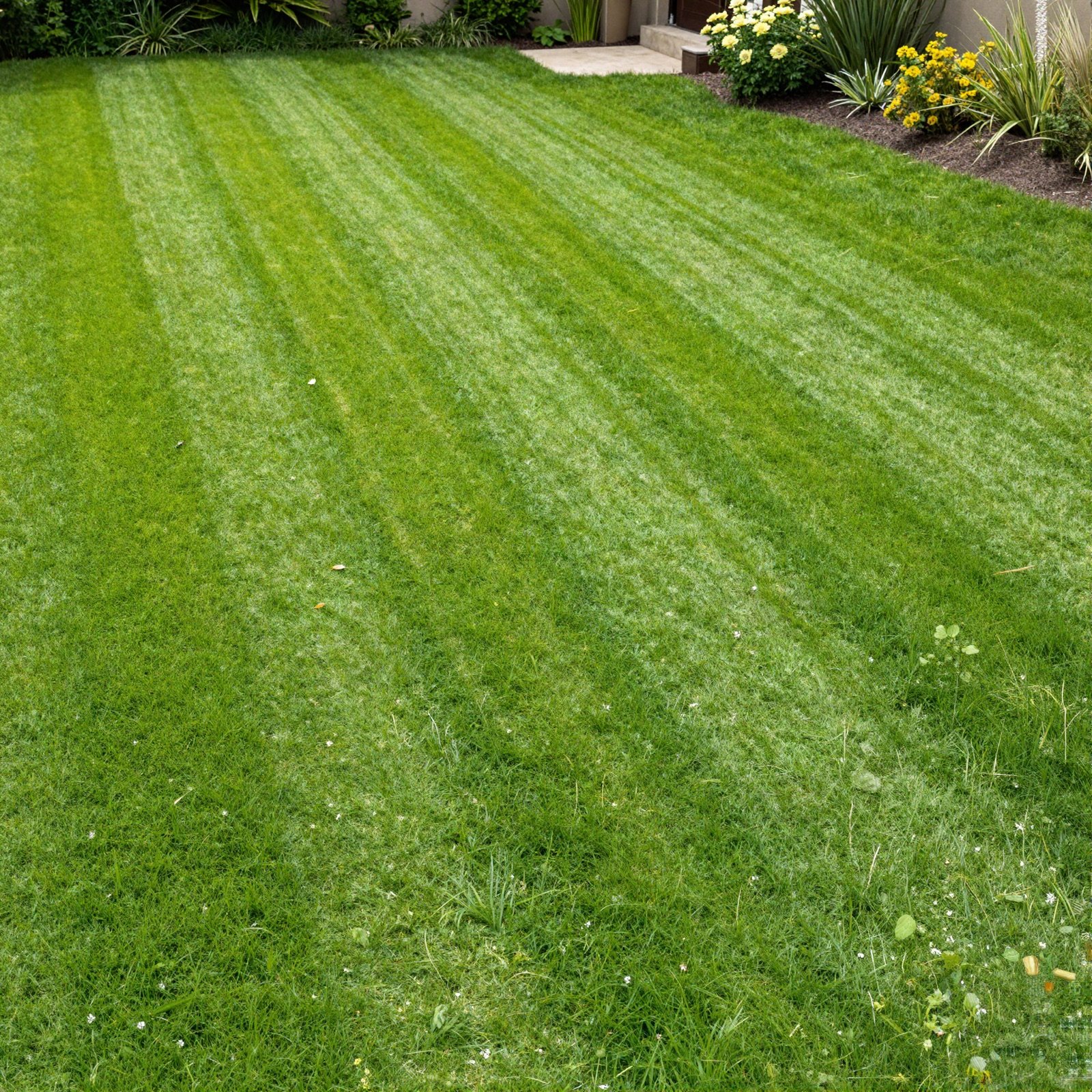 A freshly mowed striped lawn