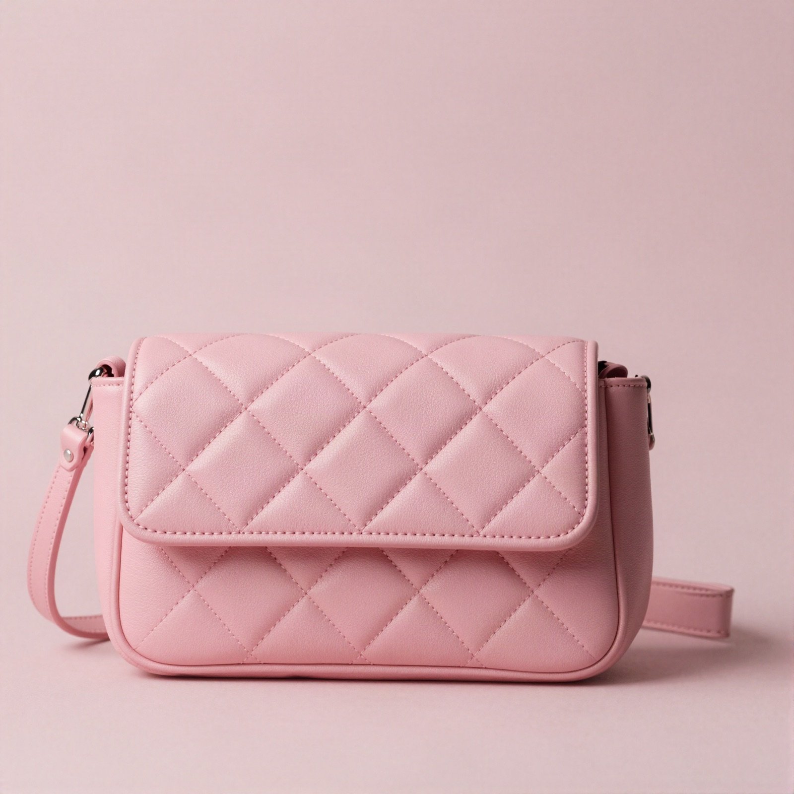 Pink quilted leather cross body bag