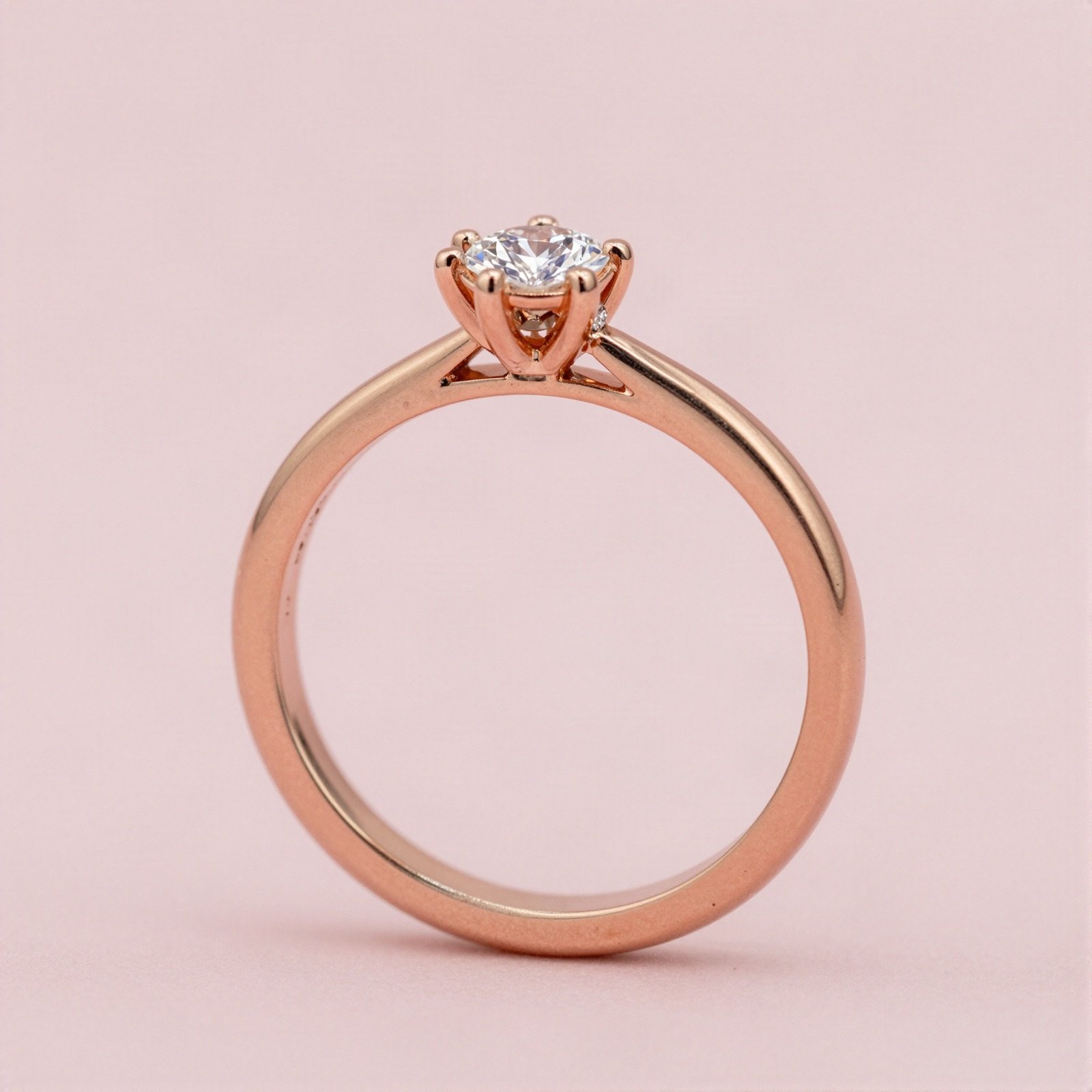 Rose gold ring with diamonds