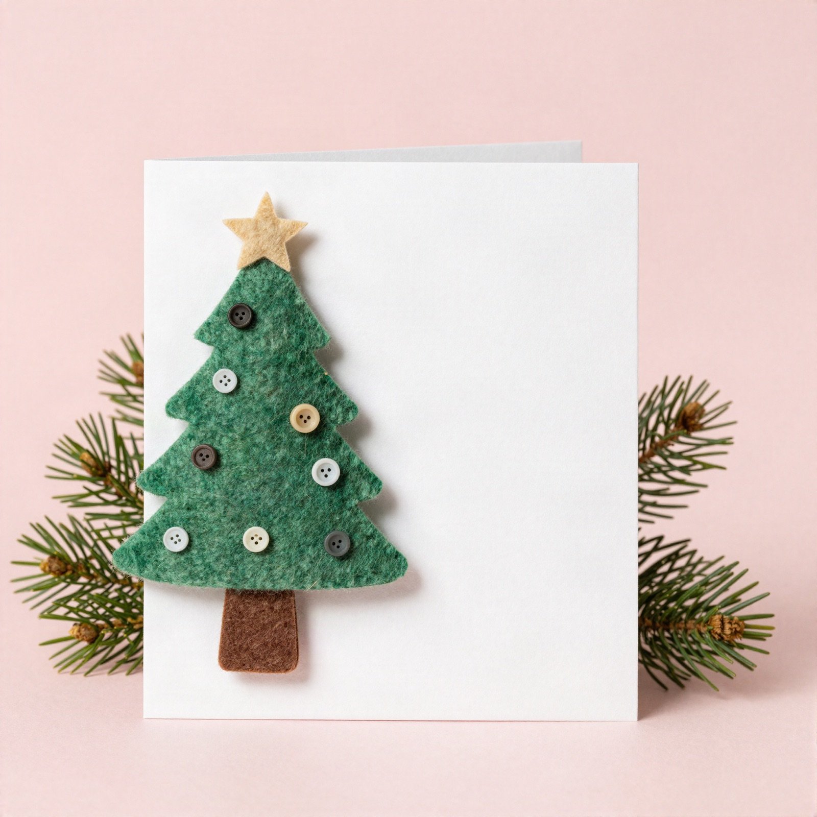 Handmade Christmas card with a felt tree