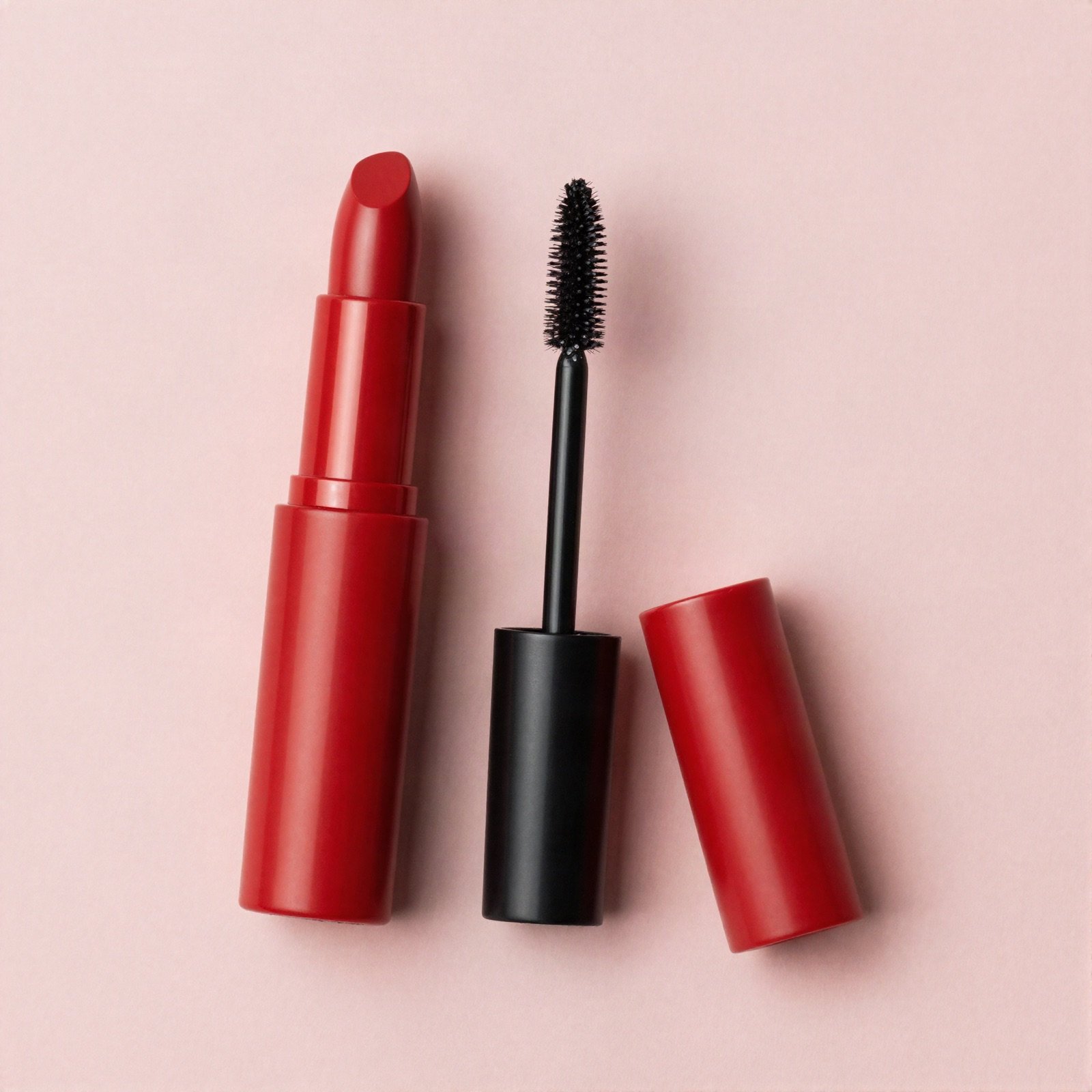 Red lipstick and black mascara