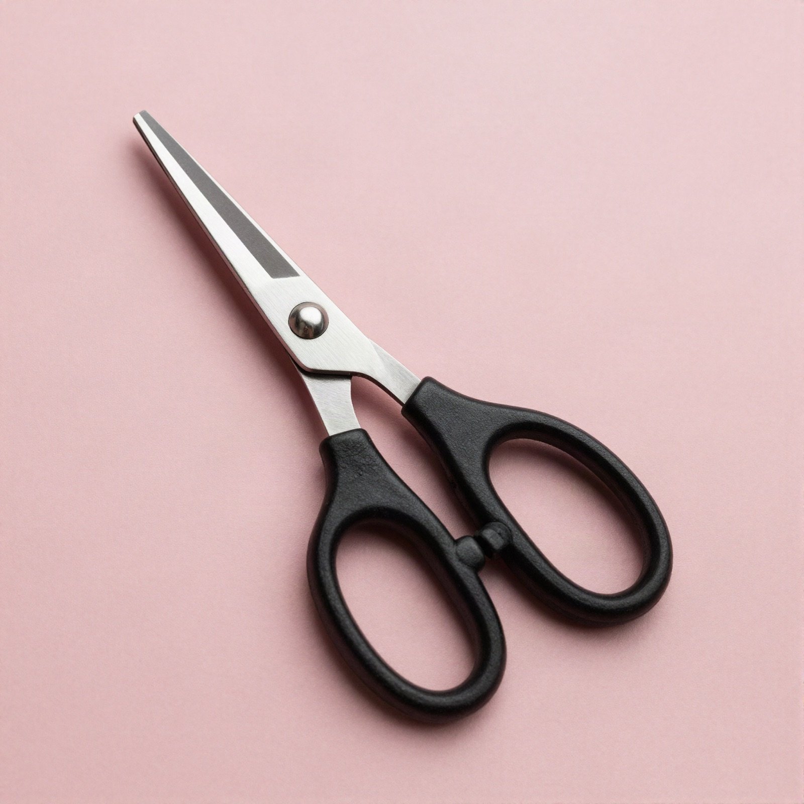 Stainless steel scissors with black handles