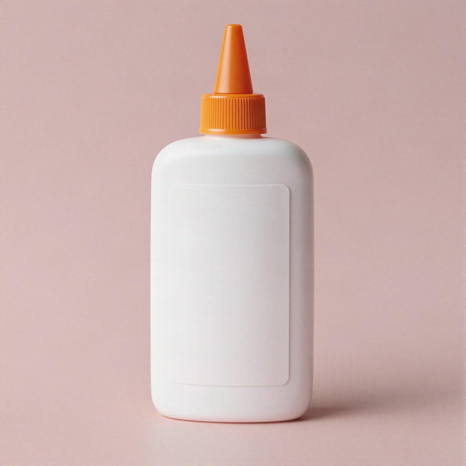 White bottle of liquid glue with an orange cap