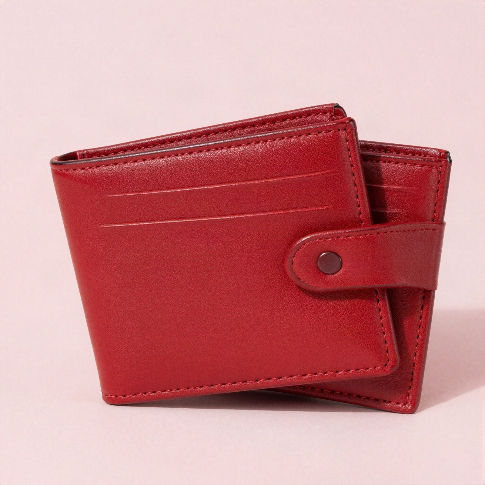 Red leather bifold wallet