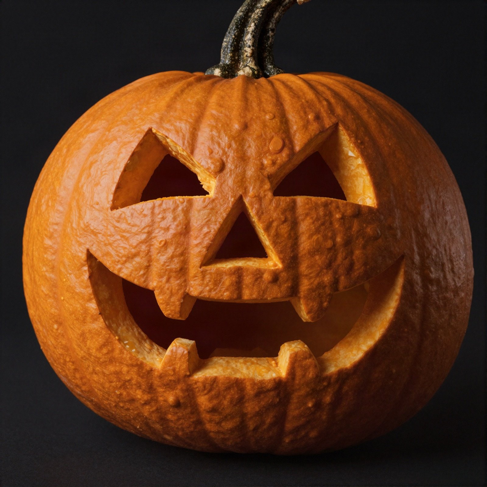 Classic carved jack-o'-lantern against a dark background