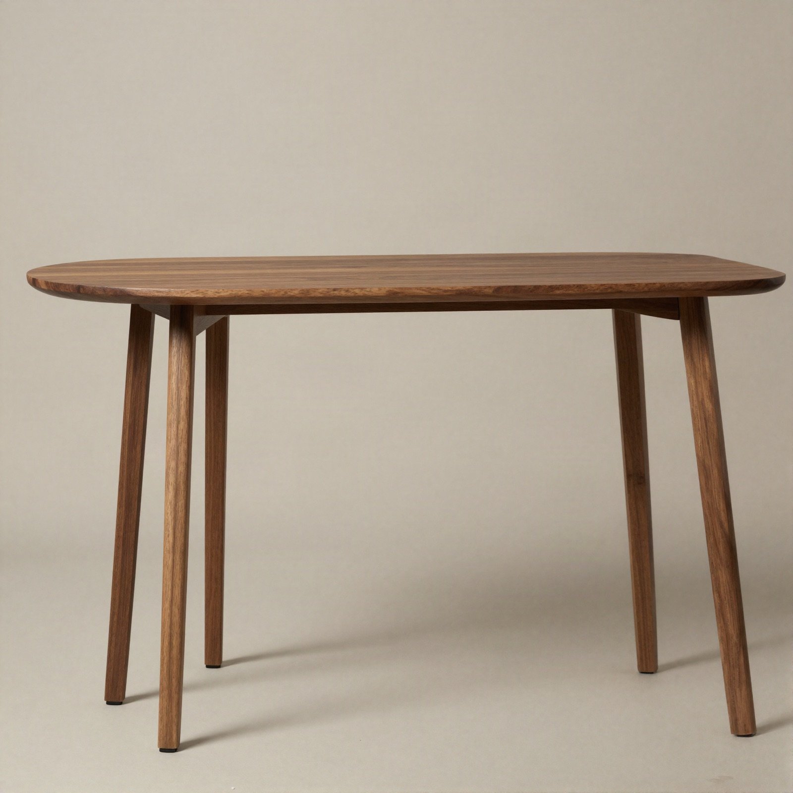 Slim walnut console table with tapered legs