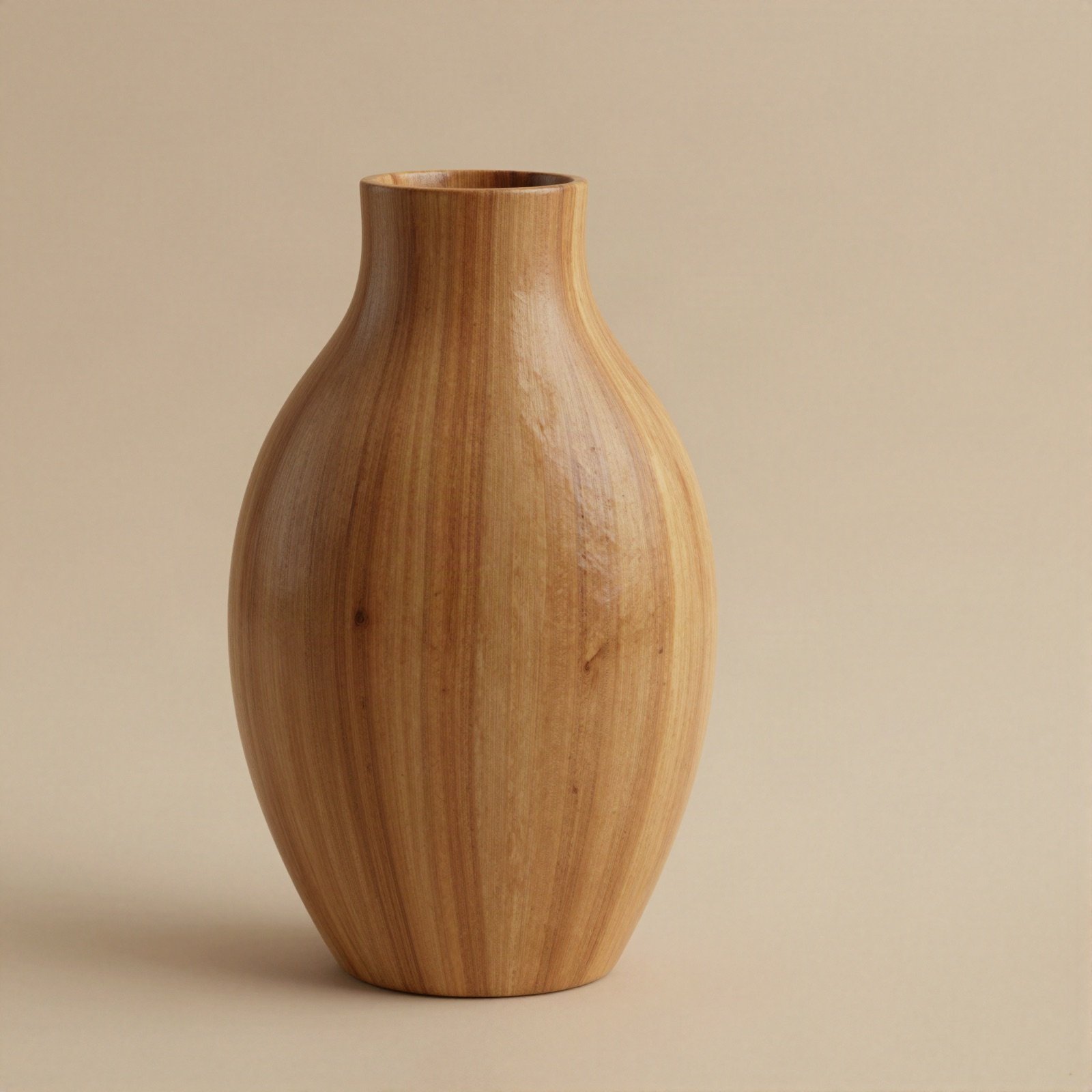 Carved mango wood vase with an organic shape