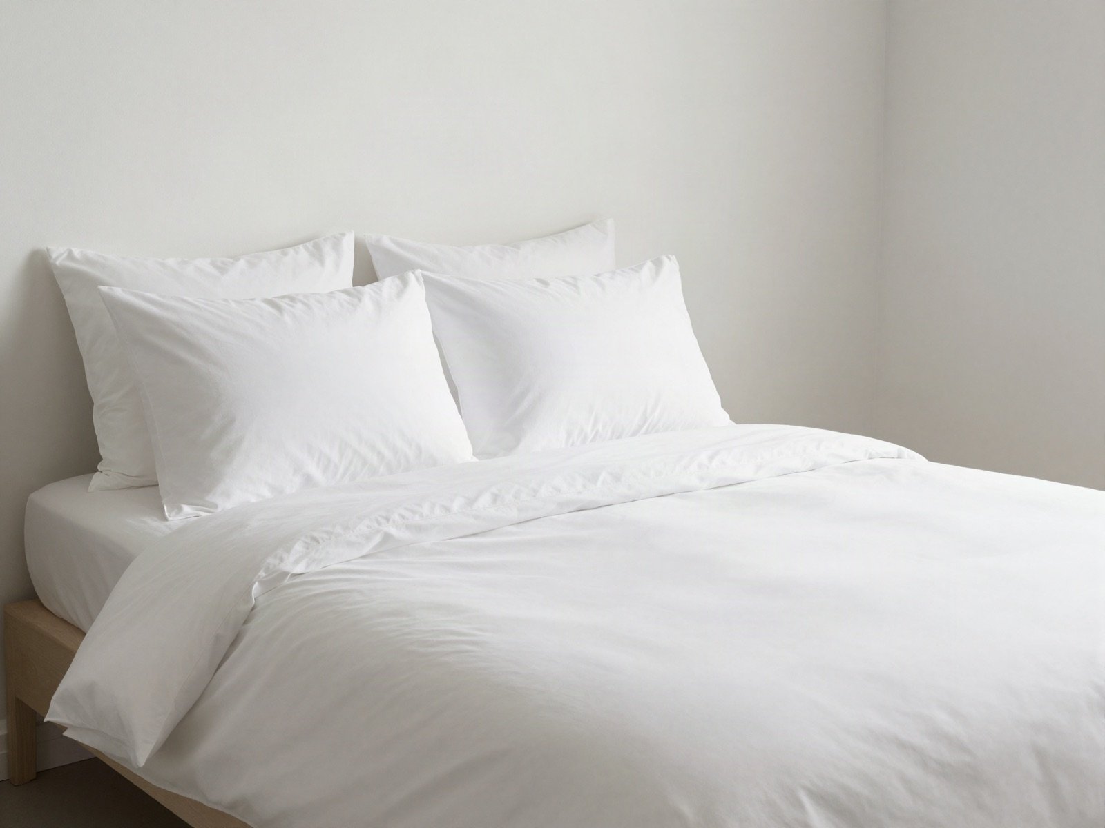 Neatly made bed with crisp white sheets and pillows