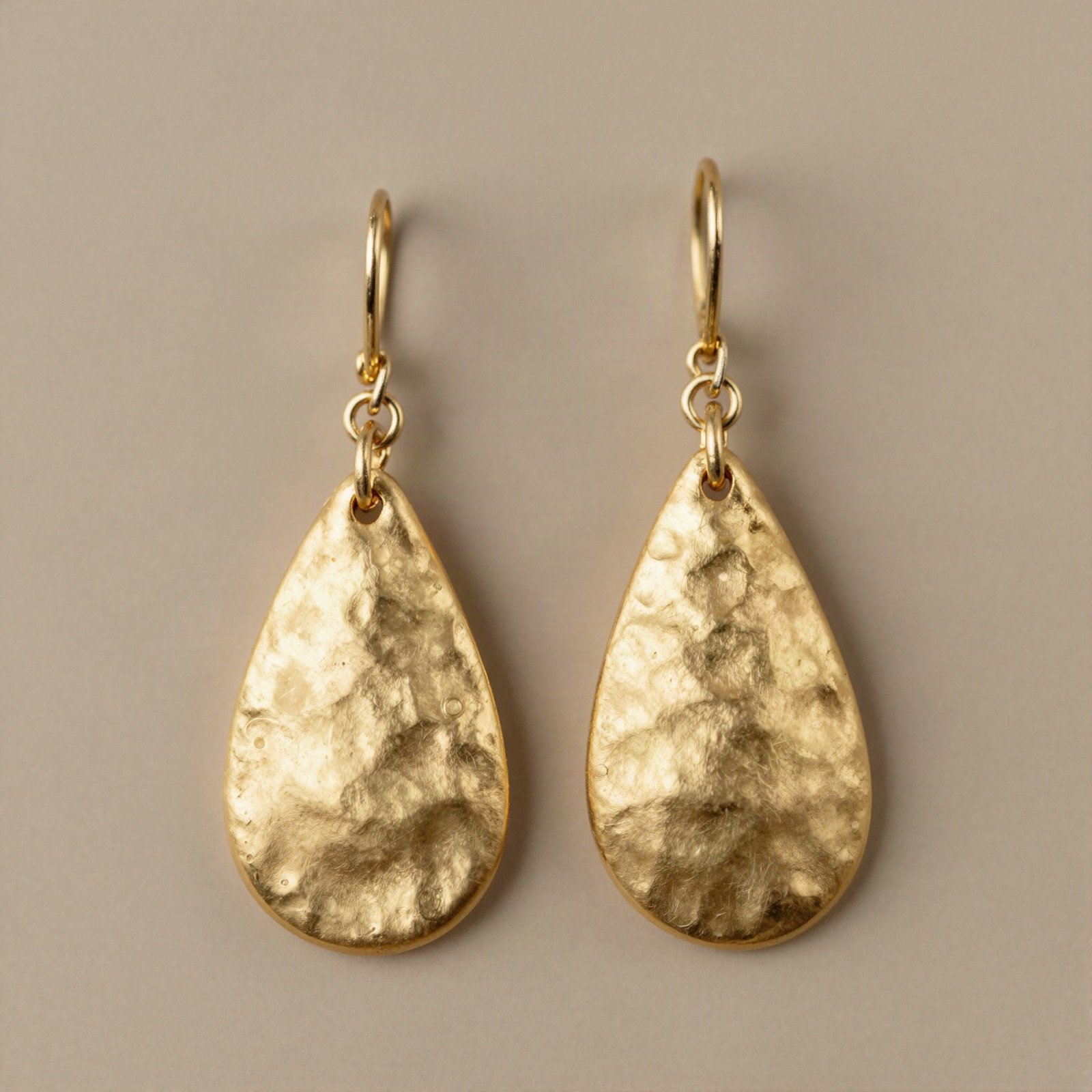 Hammered gold teardrop earrings
