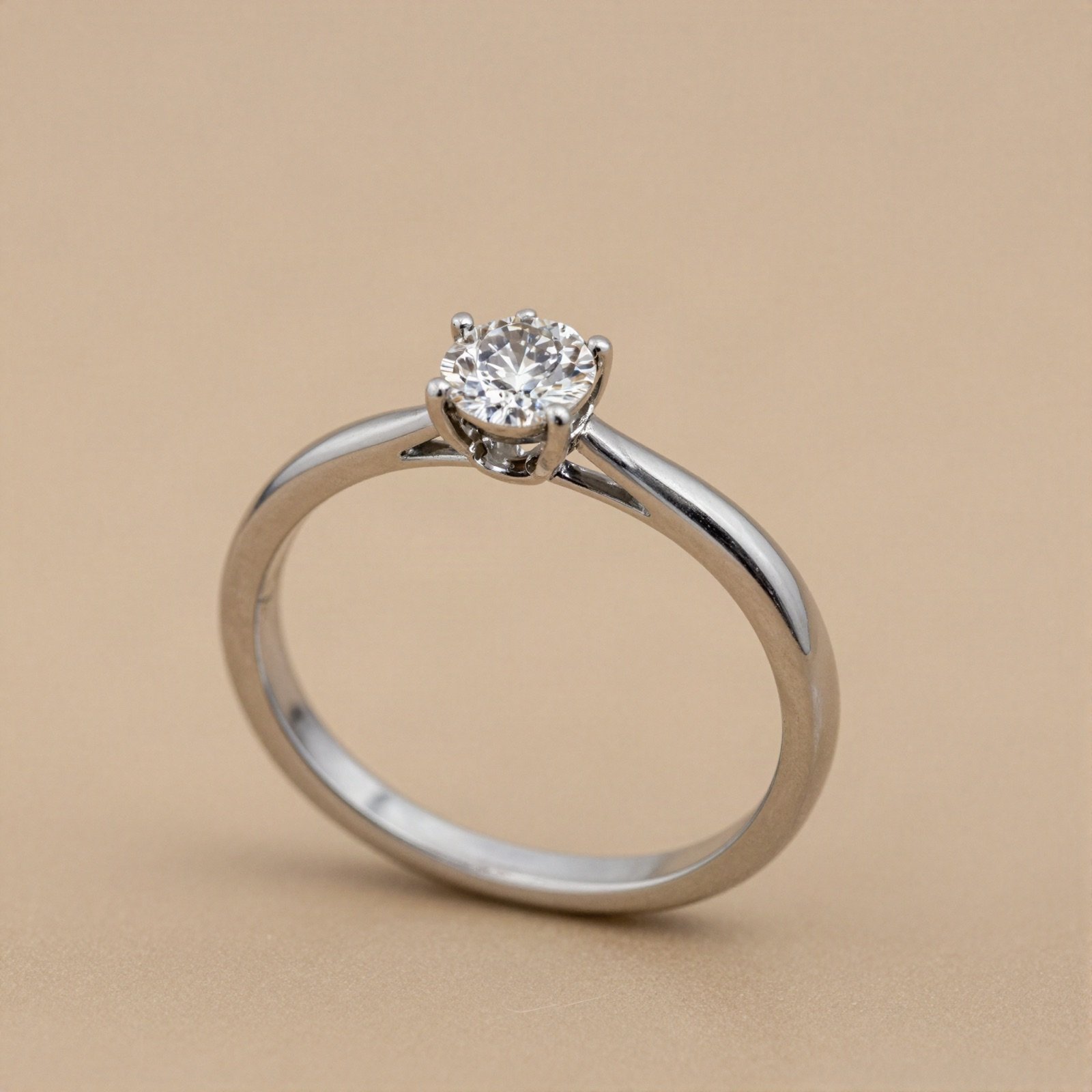 White gold solitaire diamond ring