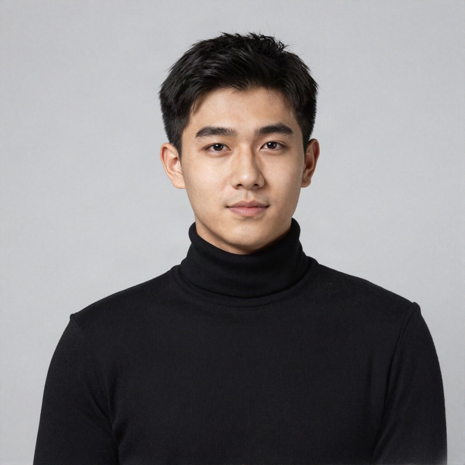 Portrait of Karim Saadeh, a young man in a black turtleneck