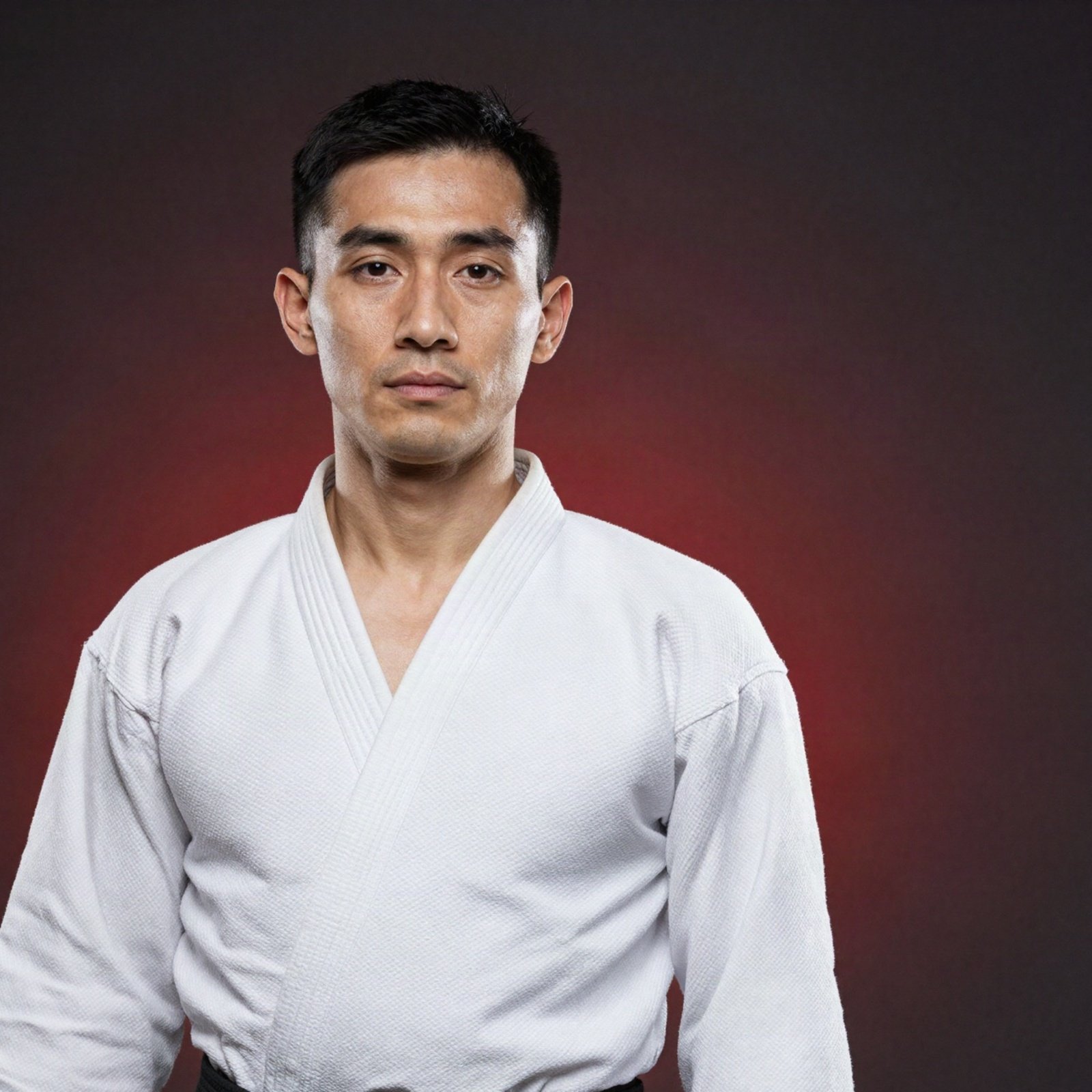 Portrait of a karate instructor in a white gi