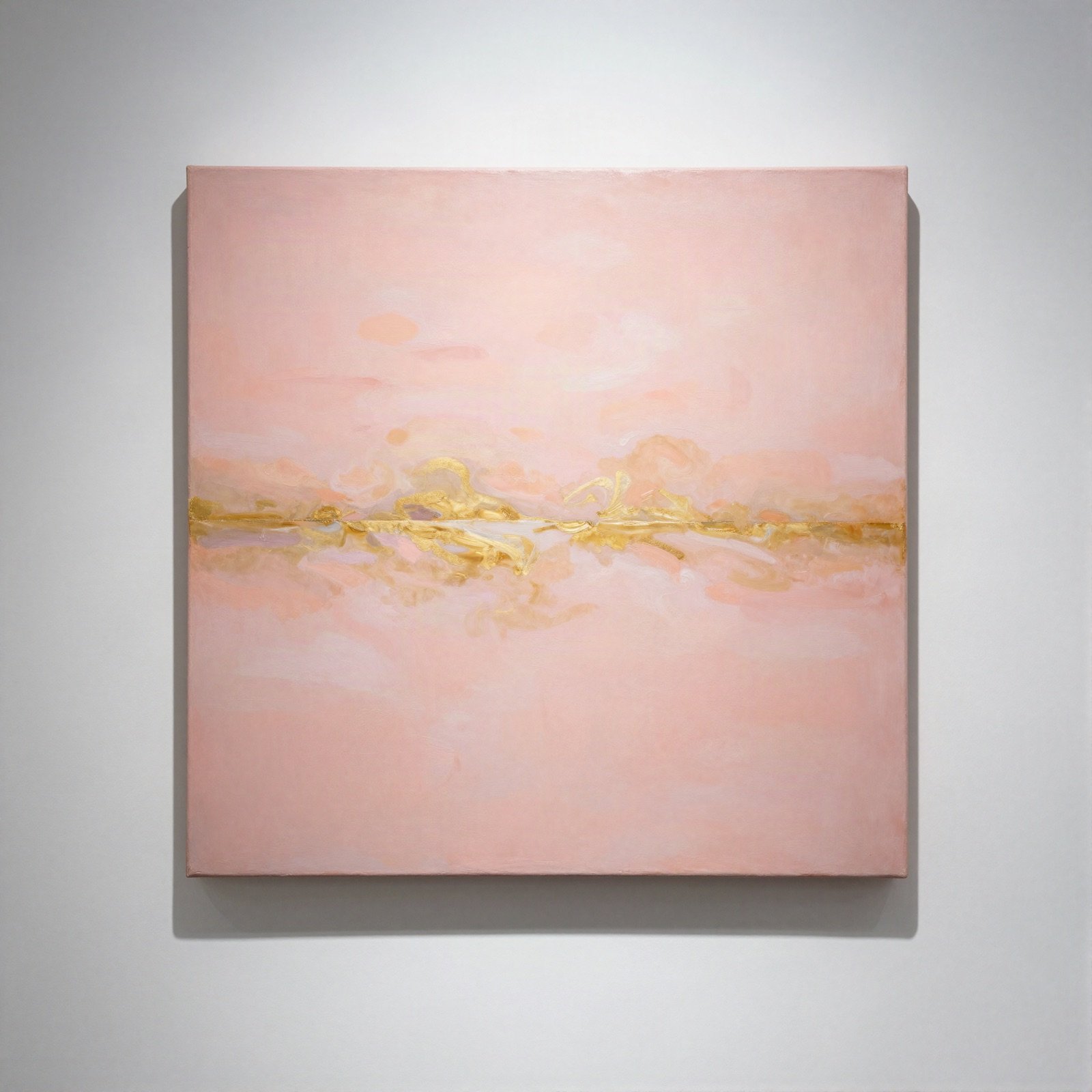 Soft pink and gold abstract painting