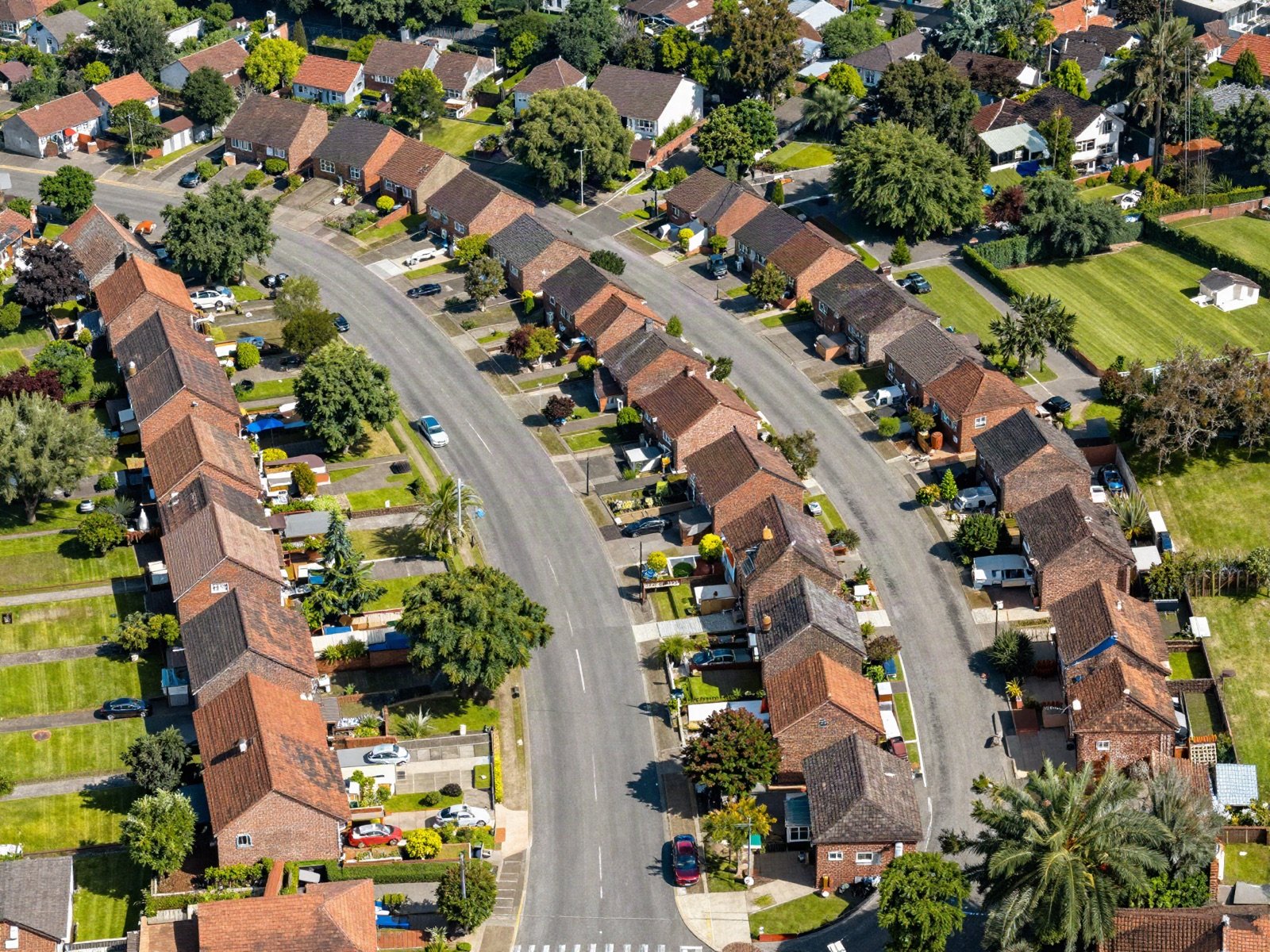 Aerial view of a suburban neighbourhood