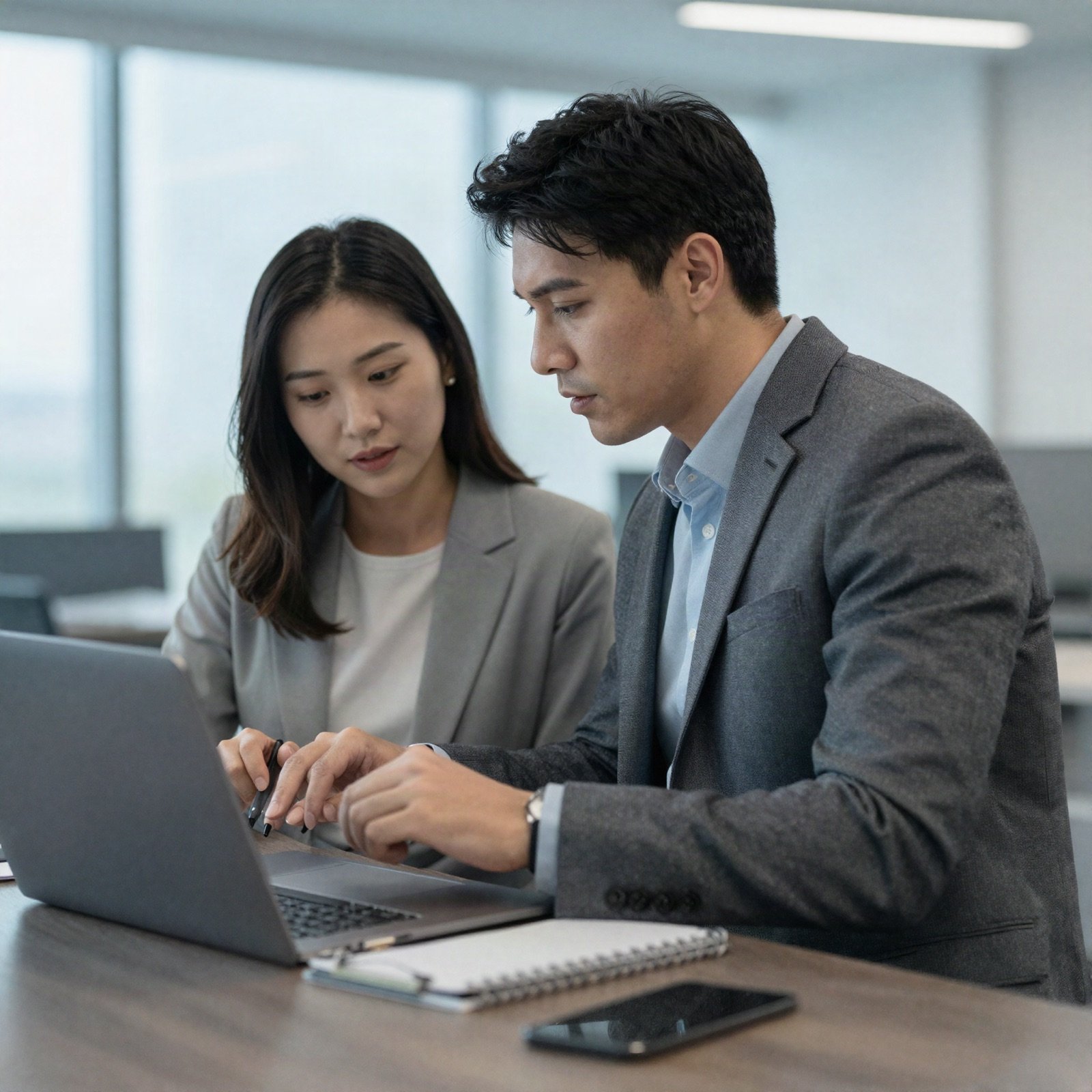 Two colleagues reviewing analytics together on a laptop