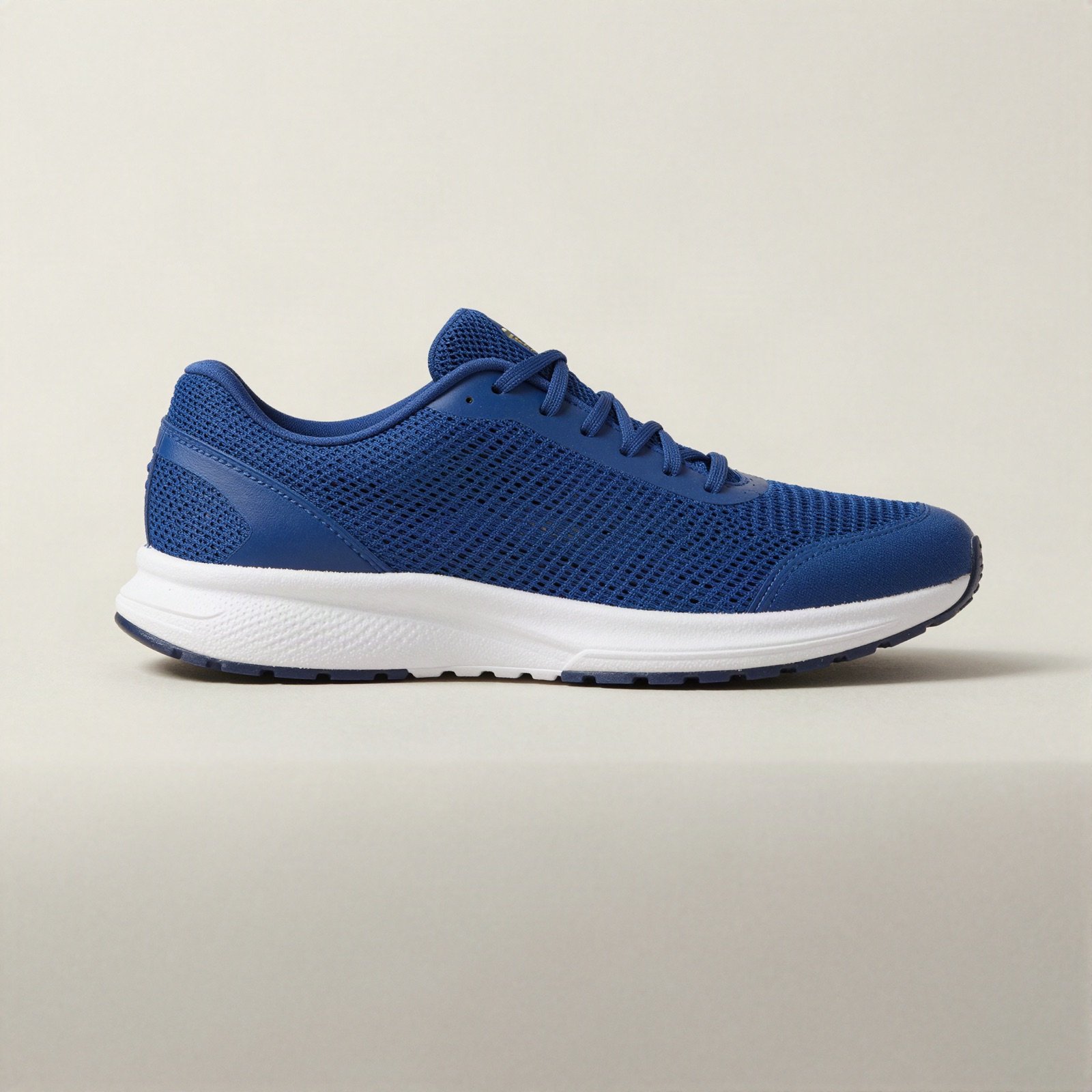 Royal blue mesh running shoe with a white sole