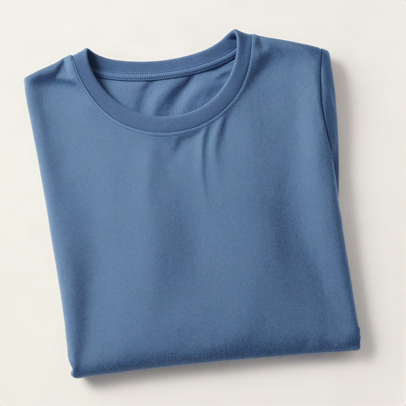 Folded blue cotton T-shirt