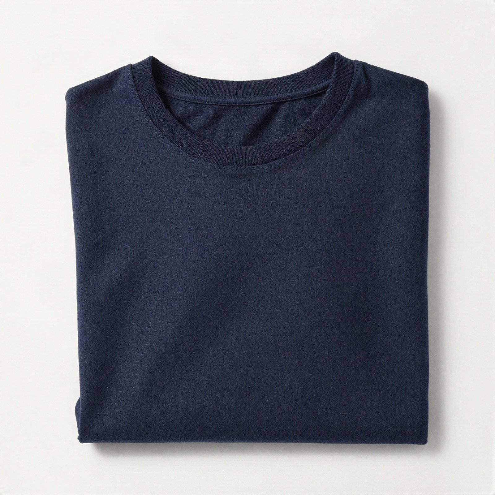 Folded dark navy cotton T-shirt