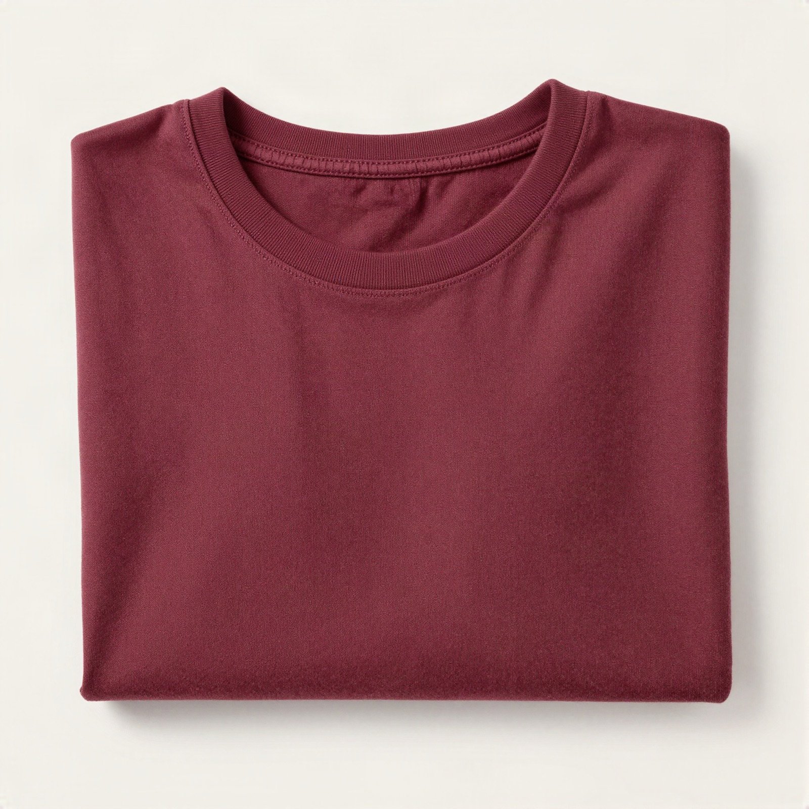 Folded maroon cotton T-shirt