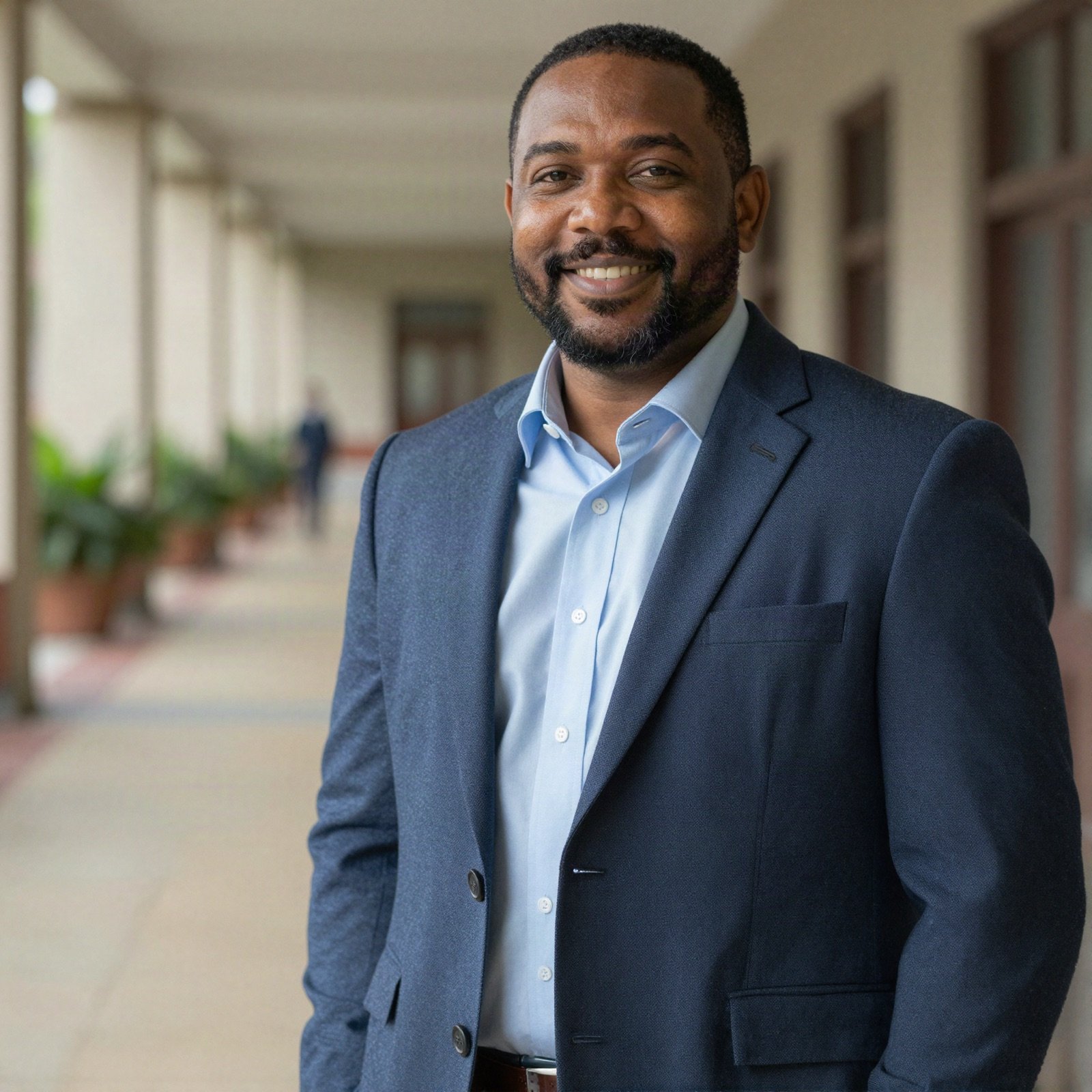 Majed Al Abri, assistant professor, in a university corridor