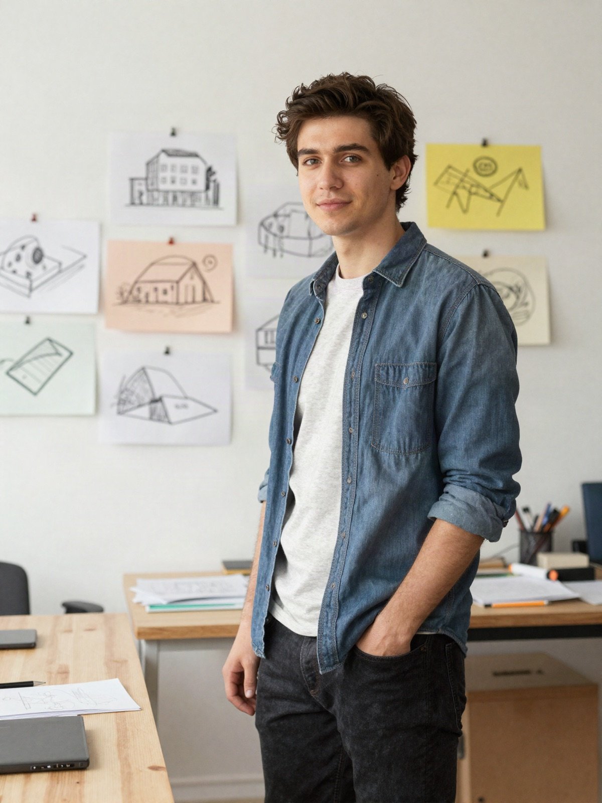 Graphic designer in a bright creative studio