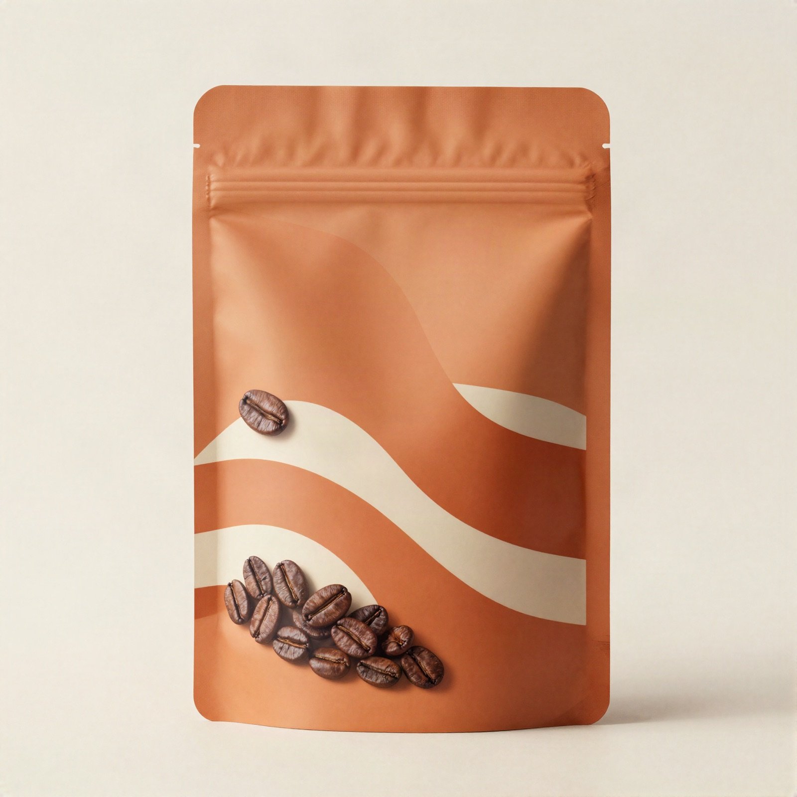 Coffee pouch packaging with an orange pattern