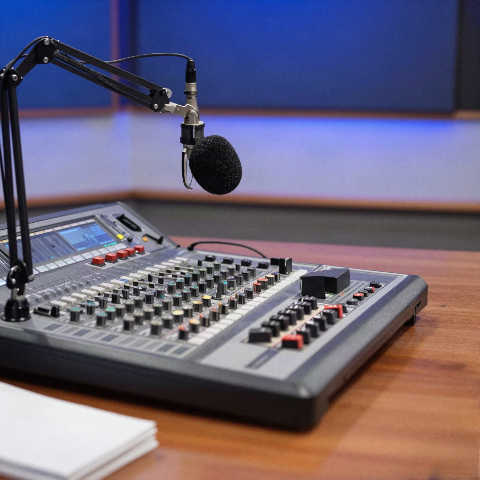 Broadcast microphone and mixing console